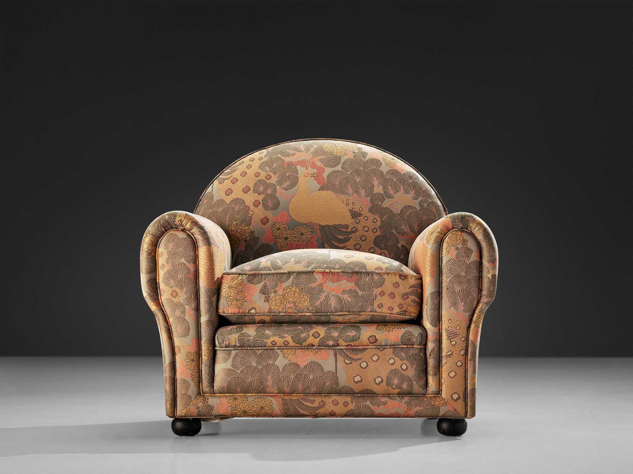Art Deco Armchair in Botanical Upholstery Seating Morentz