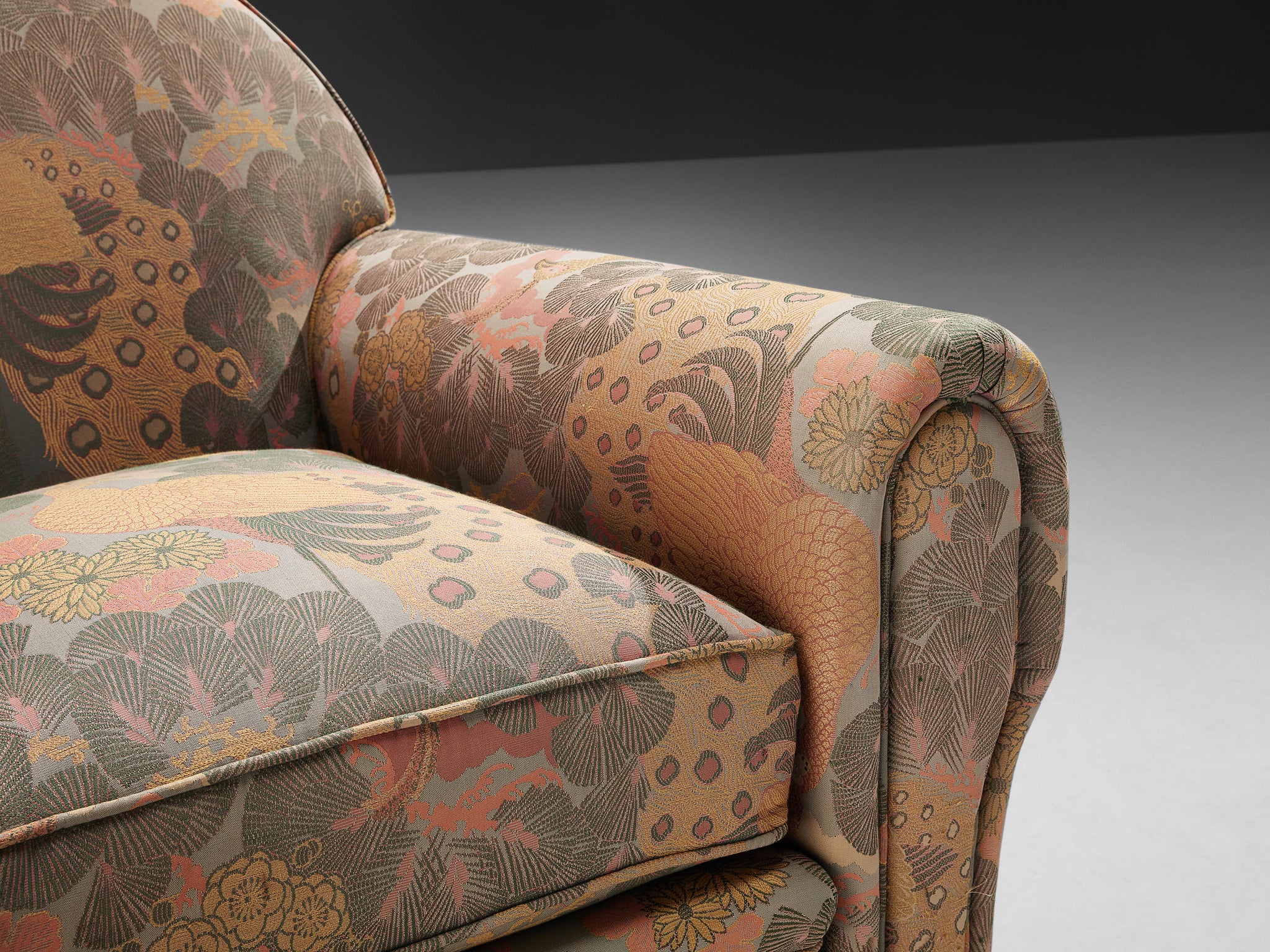 Art Deco Armchair in Botanical Upholstery Seating Morentz