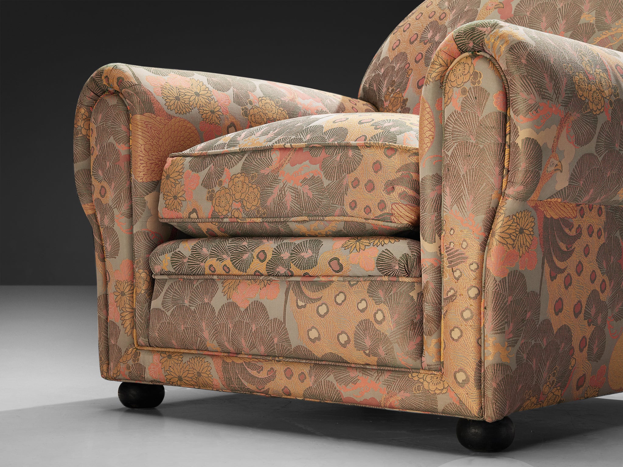 Art Deco Armchair in Botanical Upholstery Seating Morentz