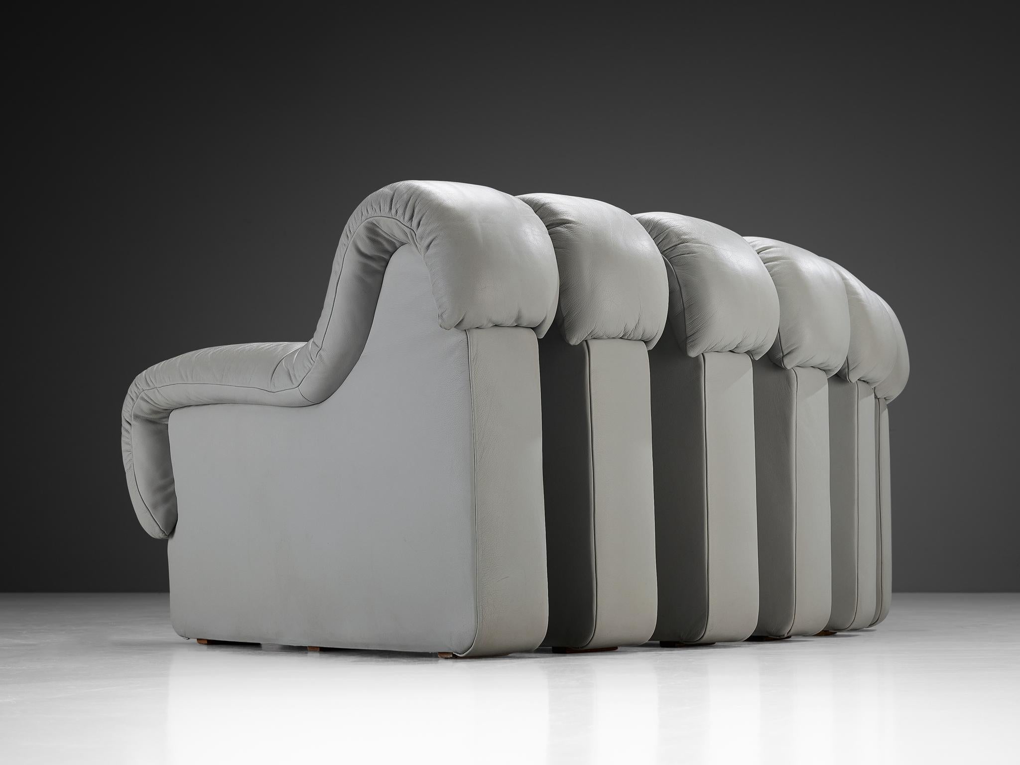 De Sede DS-600 'Snake' Sectional Sofa in Light Grey Leather seating Morentz