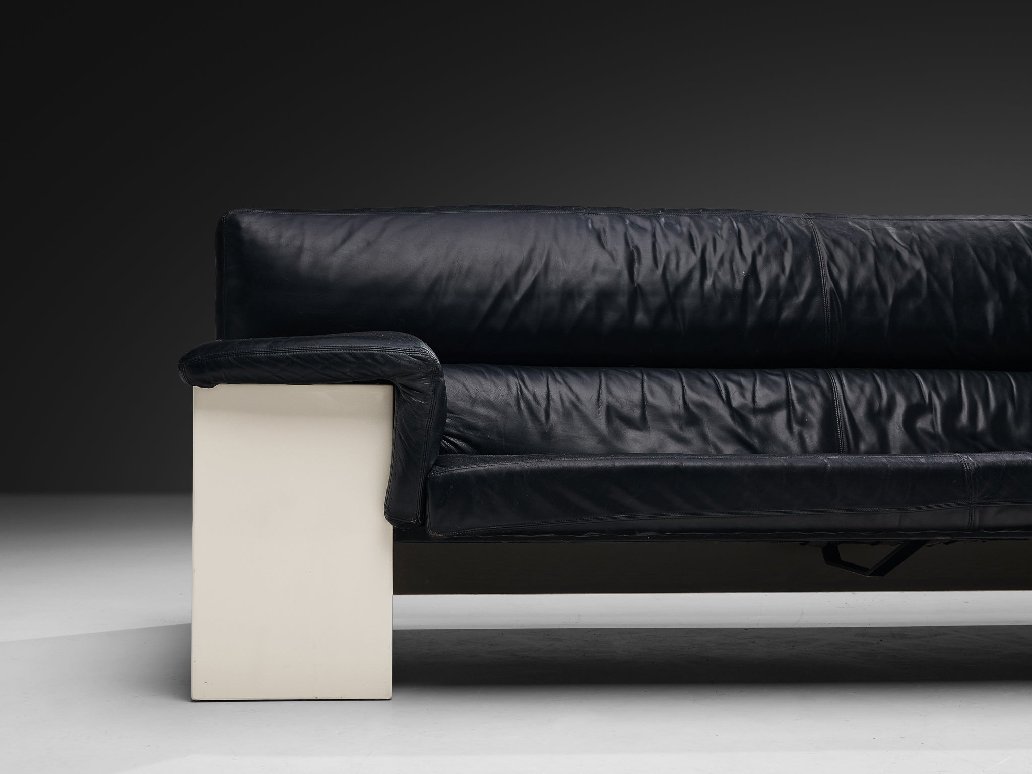 Cini Boeri for Knoll 'Brigadier' Three Seater Sofa in Black Leather Seating Morentz