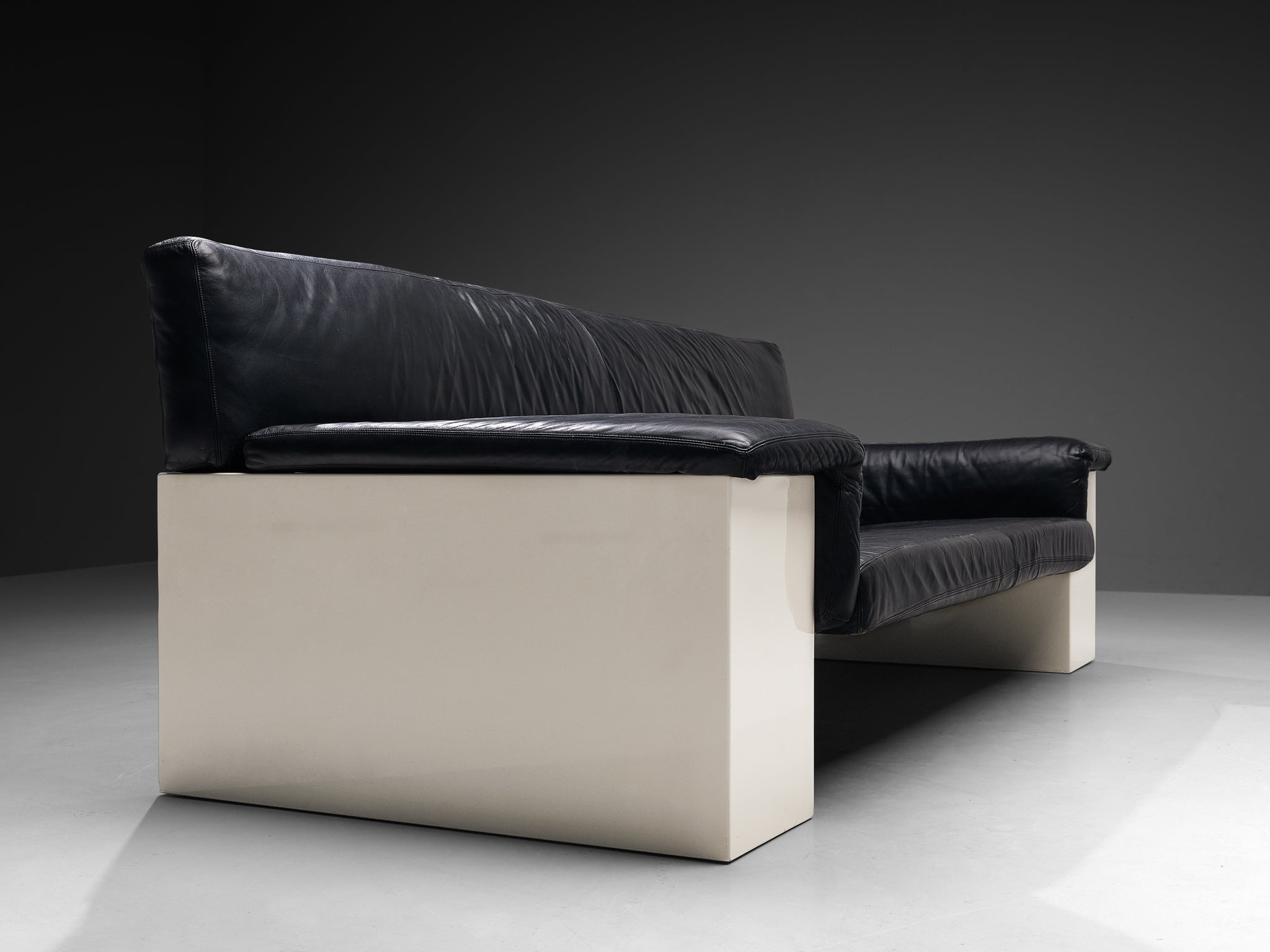 Cini Boeri for Knoll 'Brigadier' Three Seater Sofa in Black Leather Seating Morentz