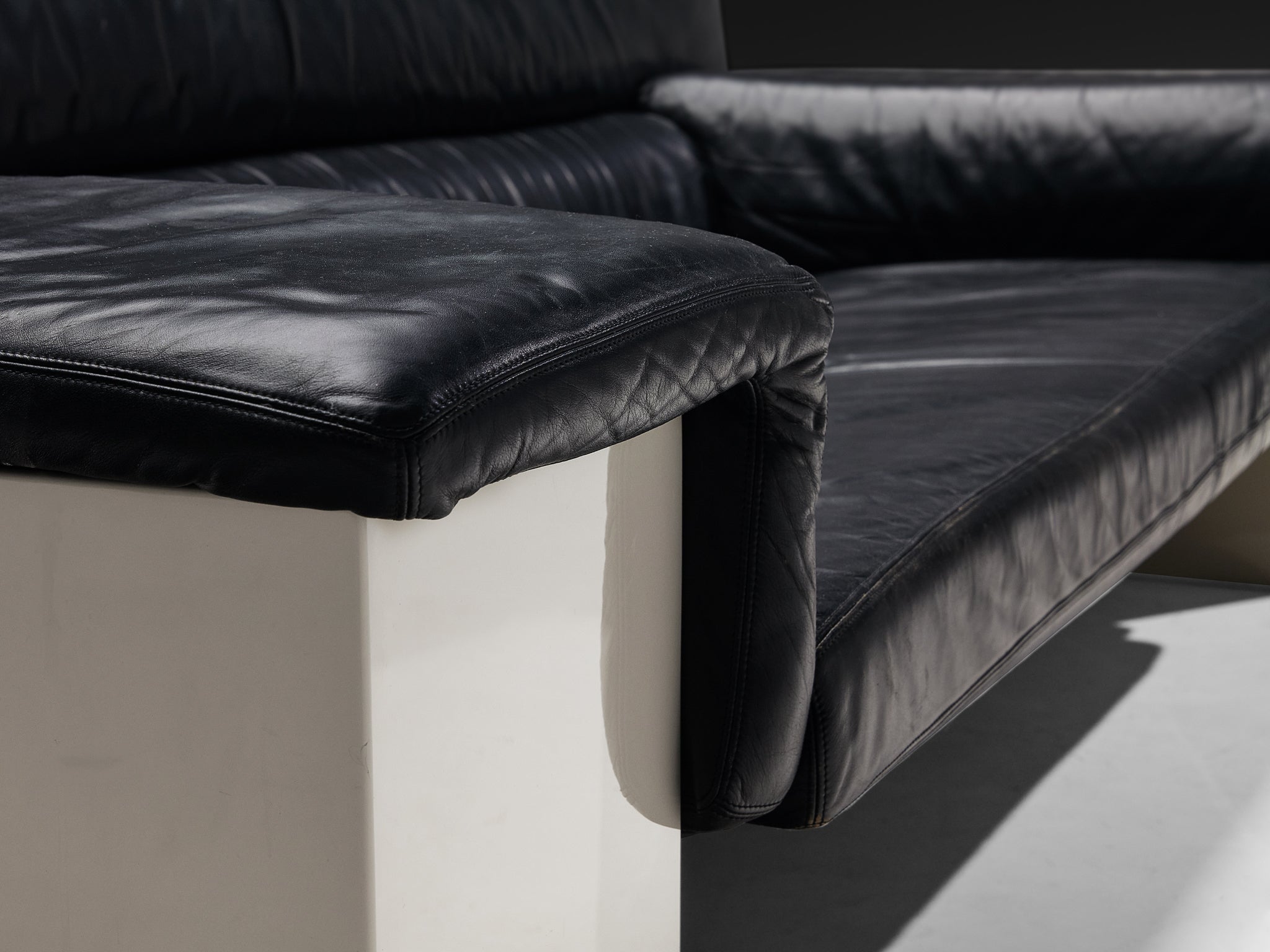 Cini Boeri for Knoll 'Brigadier' Three Seater Sofa in Black Leather Seating Morentz