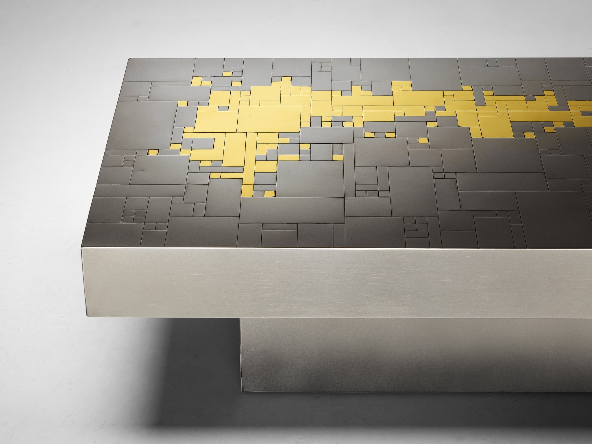 Jean Claude Dresse Coffee Table in Steel and Brass tables Morentz