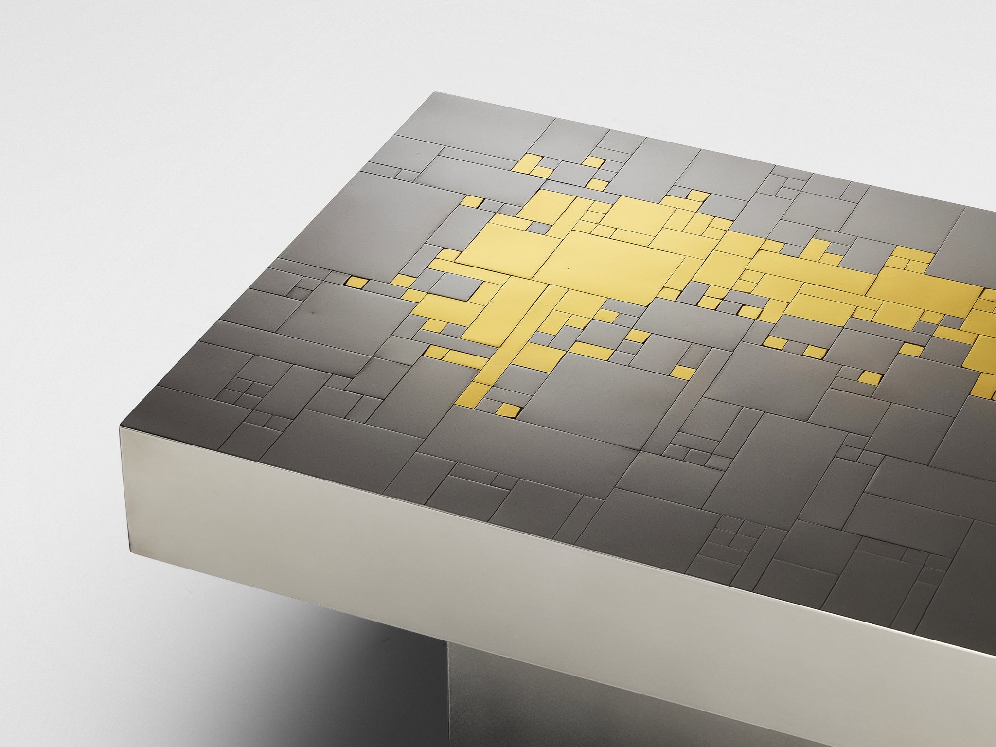 Jean Claude Dresse Coffee Table in Steel and Brass tables Morentz
