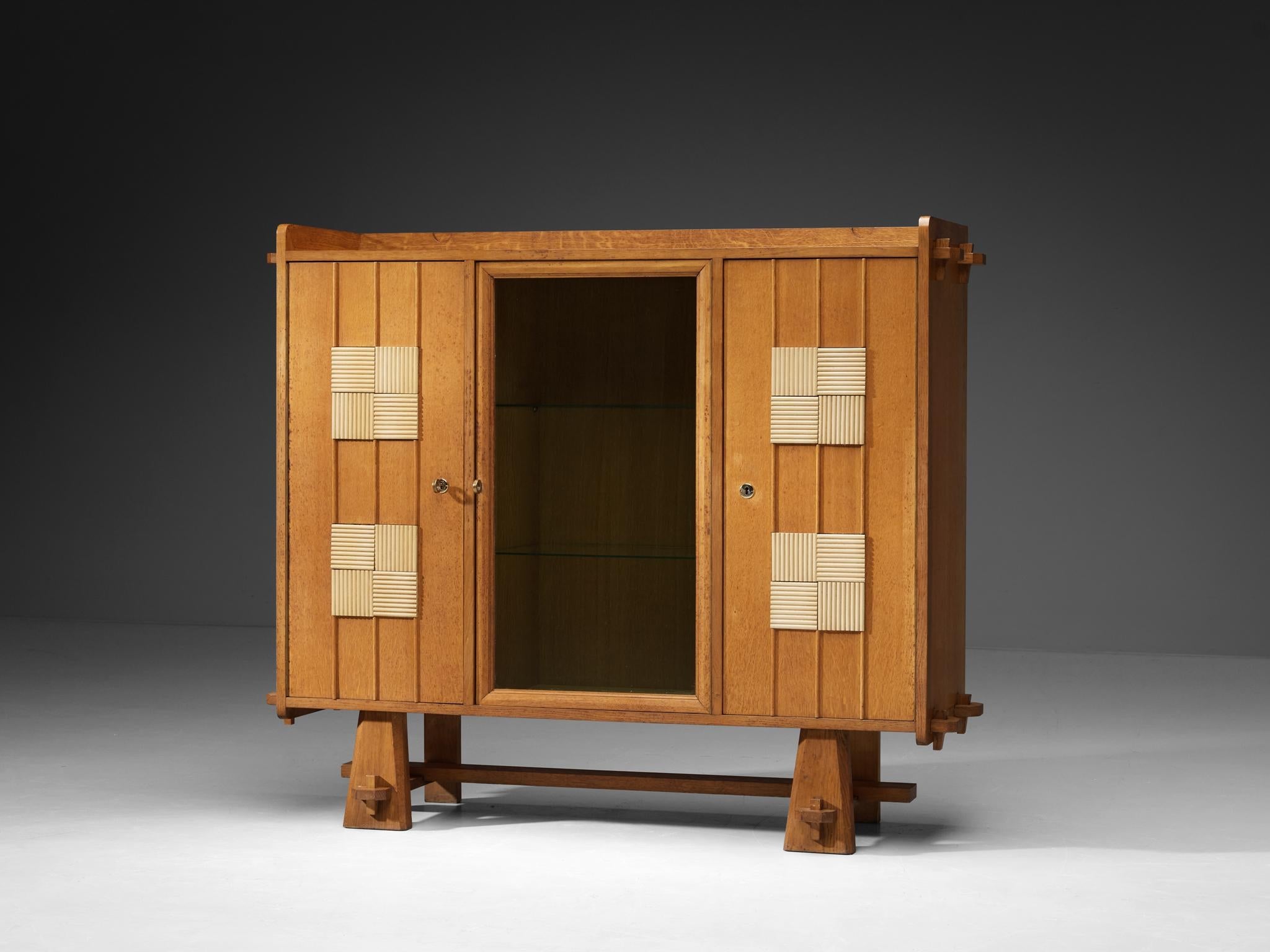 Belgian Cabinet in Solid Oak and Glass case pieces and storage cabinets Morentz