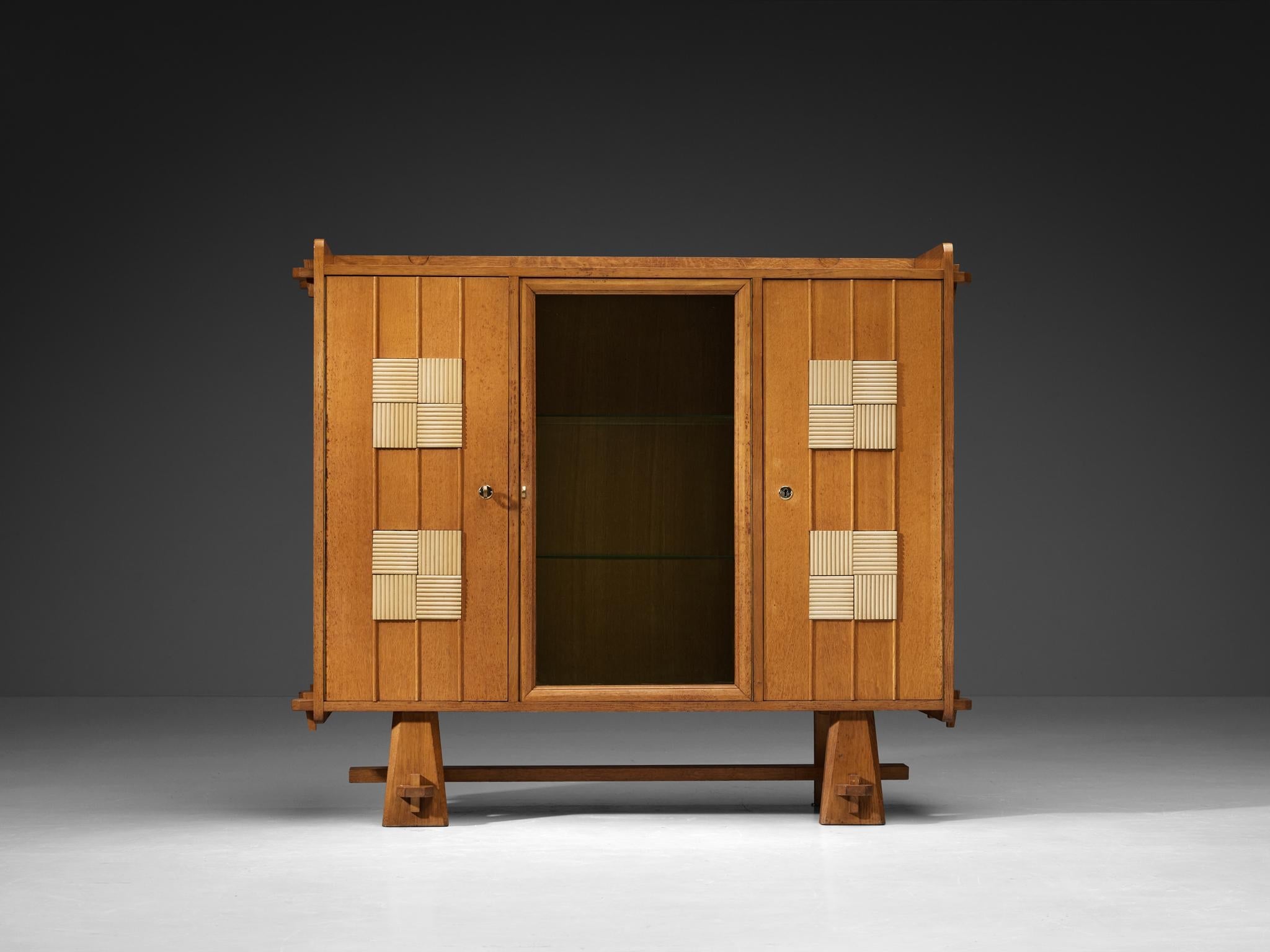 Belgian Cabinet in Solid Oak and Glass case pieces and storage cabinets Morentz