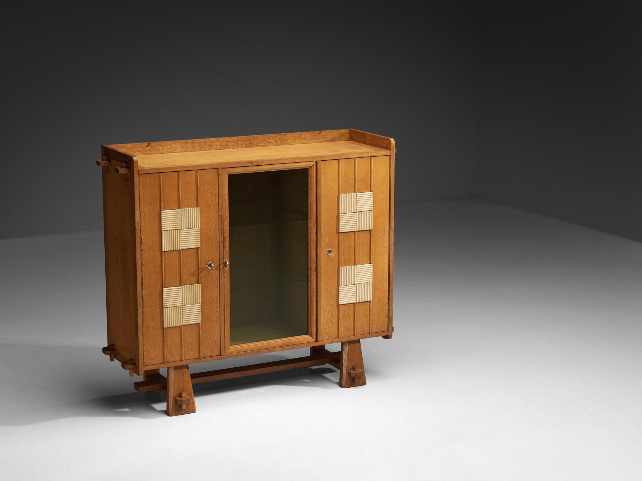 Belgian Cabinet in Solid Oak and Glass case pieces and storage cabinets Morentz