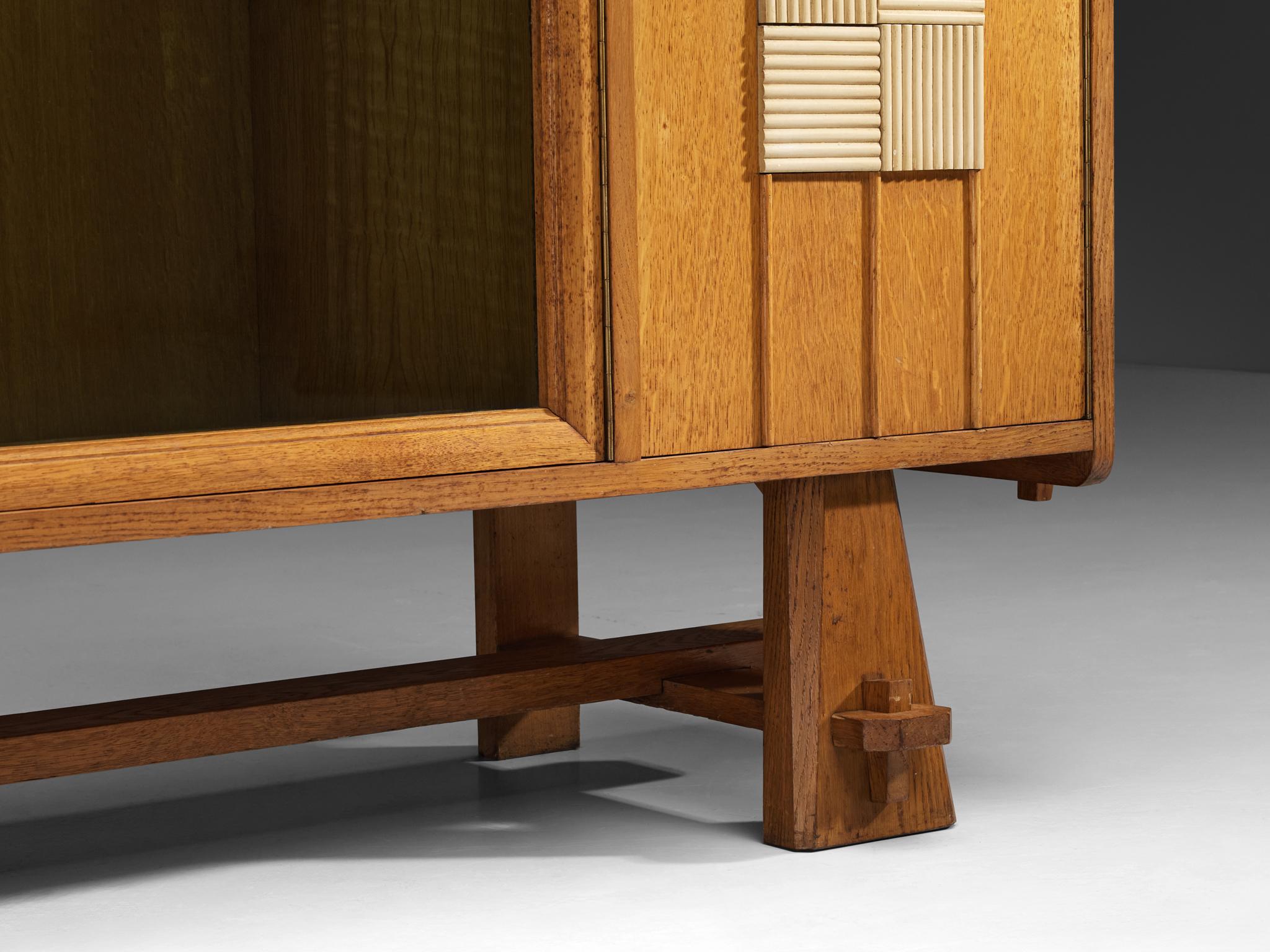 Belgian Cabinet in Solid Oak and Glass case pieces and storage cabinets Morentz