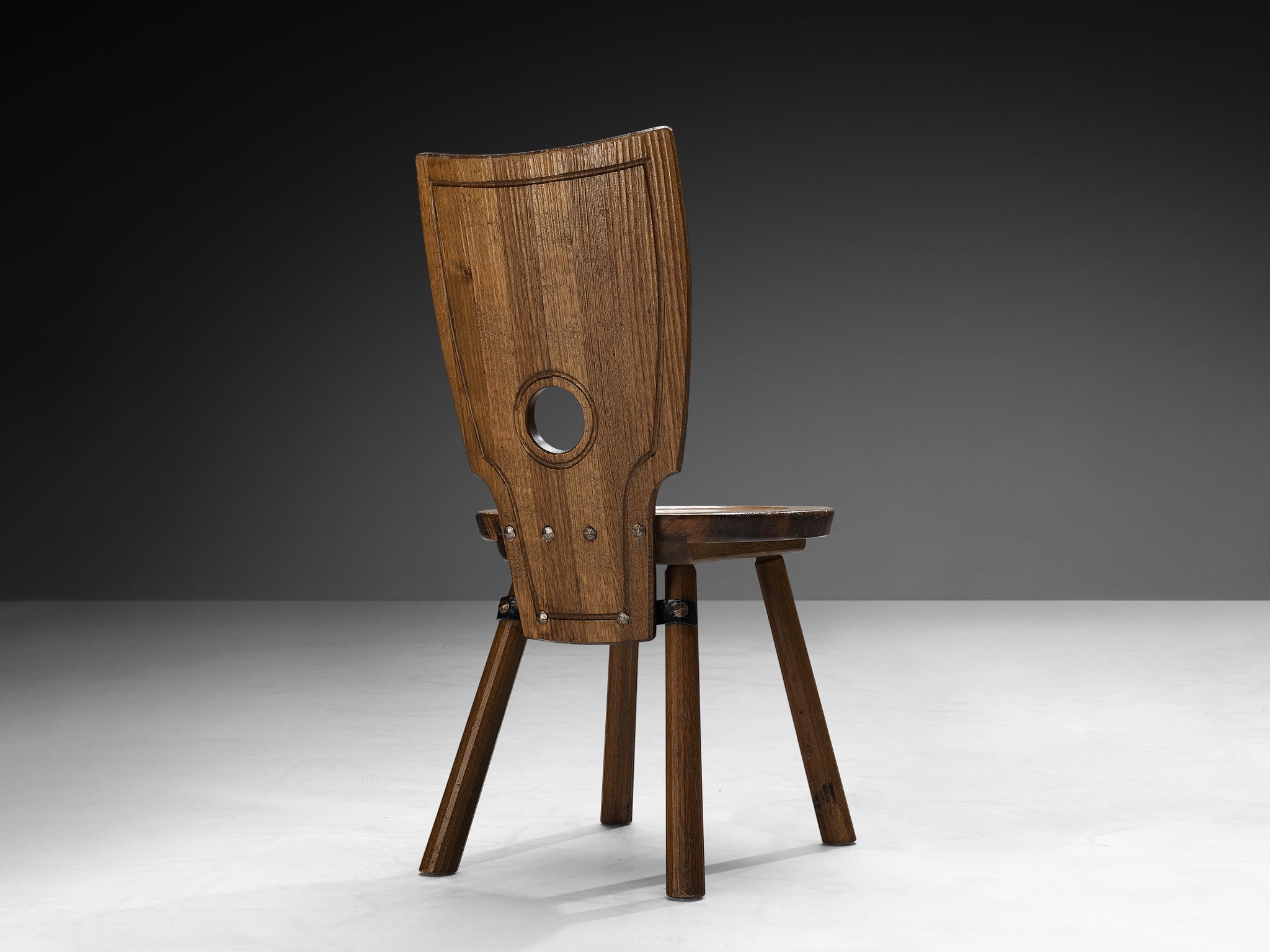 Rustic French Dining Chair in Solid Oak Seating Morentz