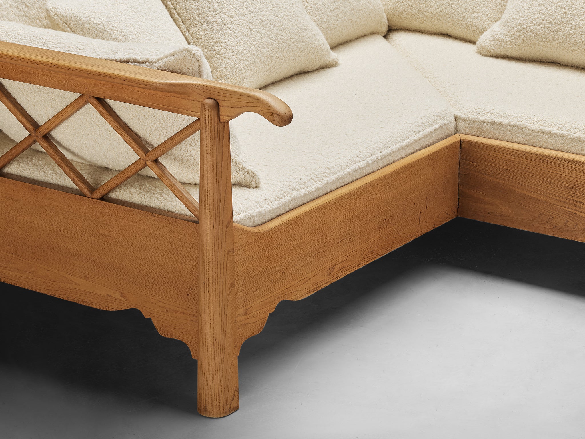 Corner Sofa in Elm and White Boucle by Pierre Frey Seating Morentz