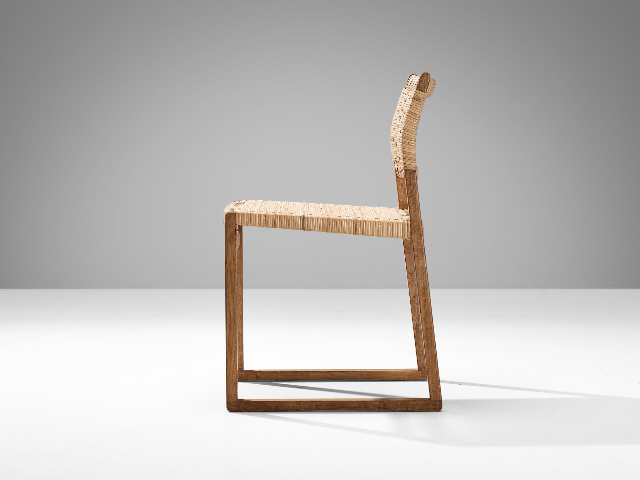 Børge Mogensen for Fredericia Dining Chair in Oak and Cane Wicker seating Morentz