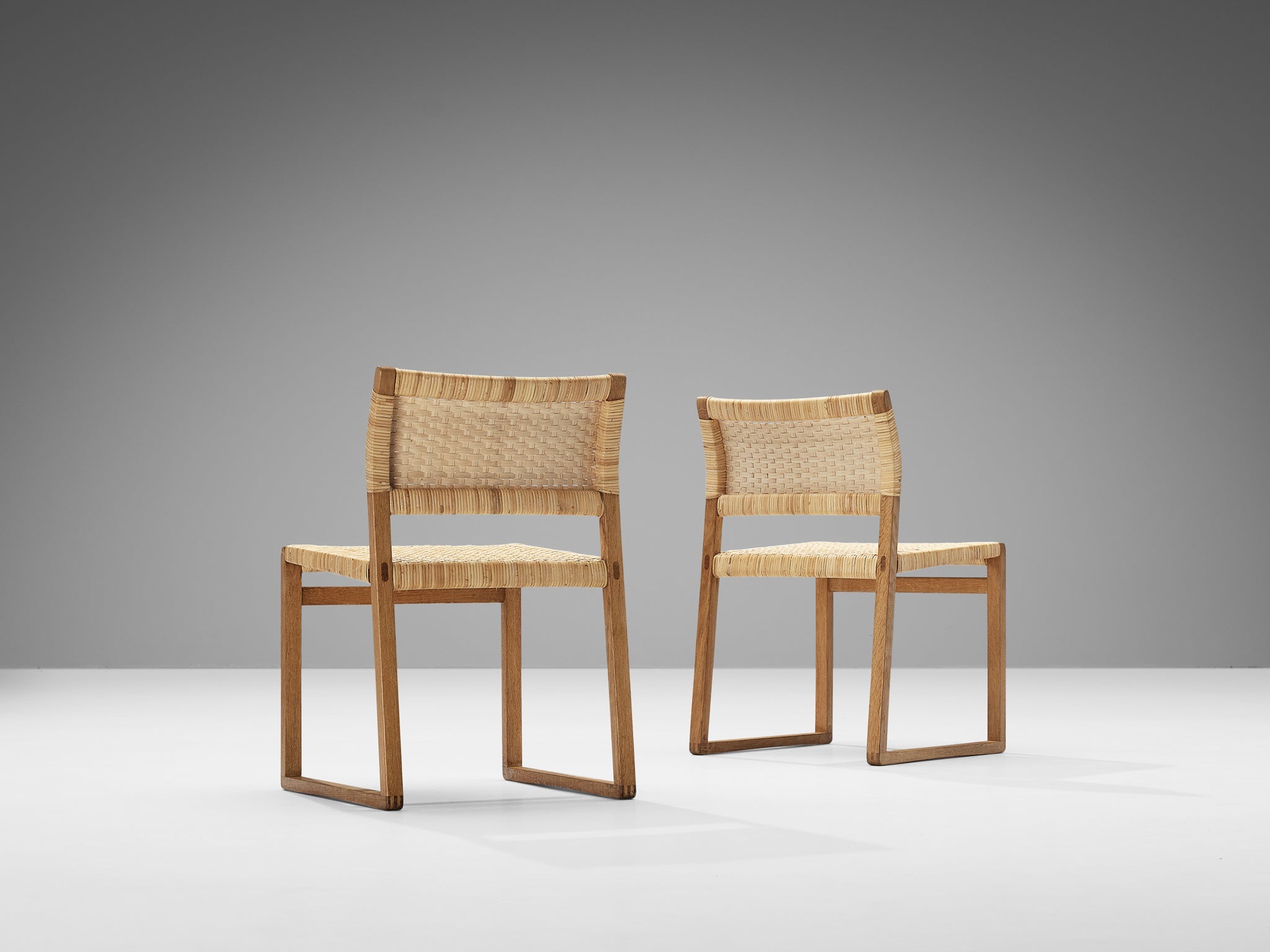 Børge Mogensen for Fredericia Dining Chairs ‘BM 61’ in Oak and Cane seating Morentz