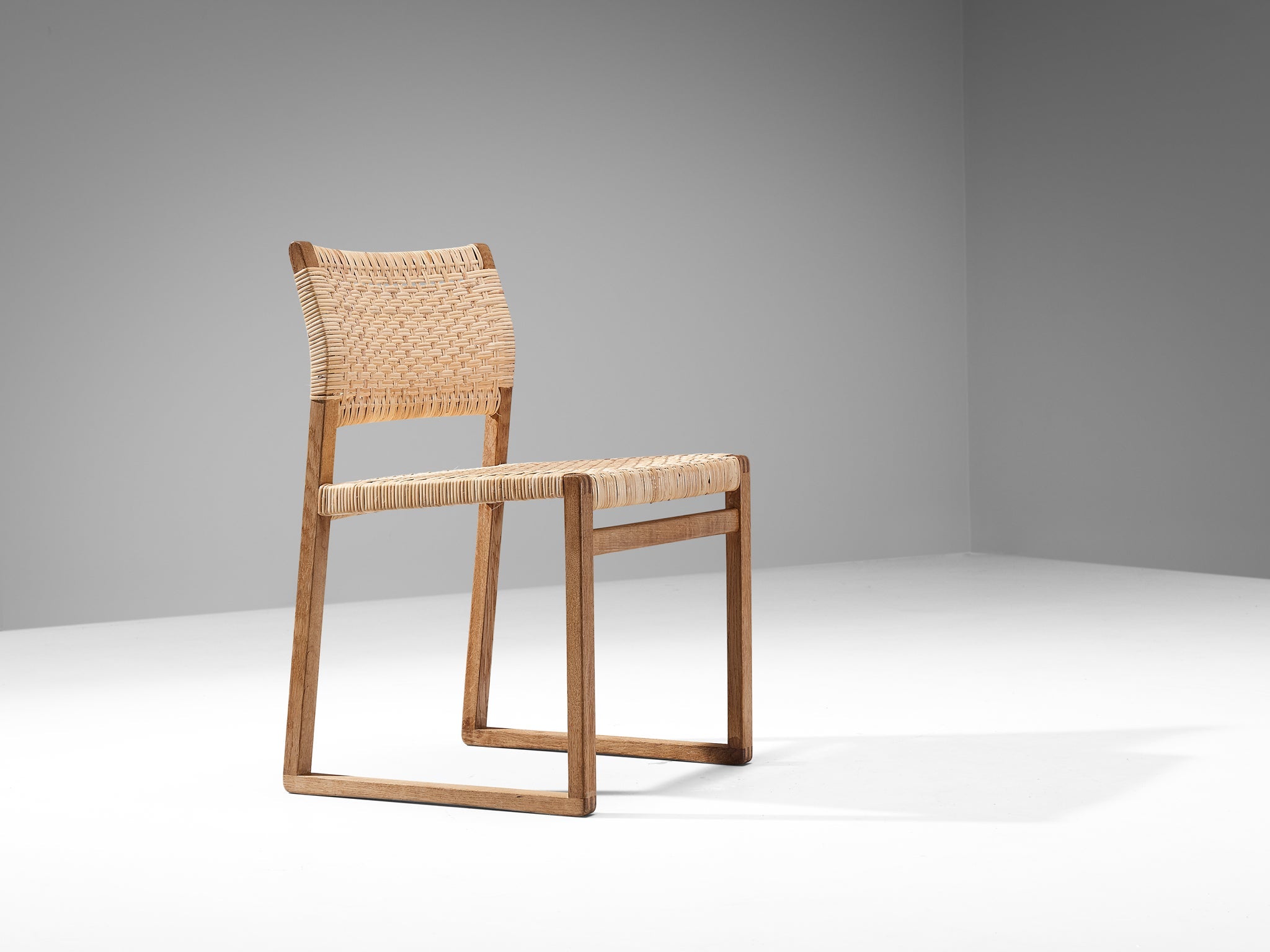 Børge Mogensen for Fredericia Dining Chair in Oak and Cane Wicker seating Morentz