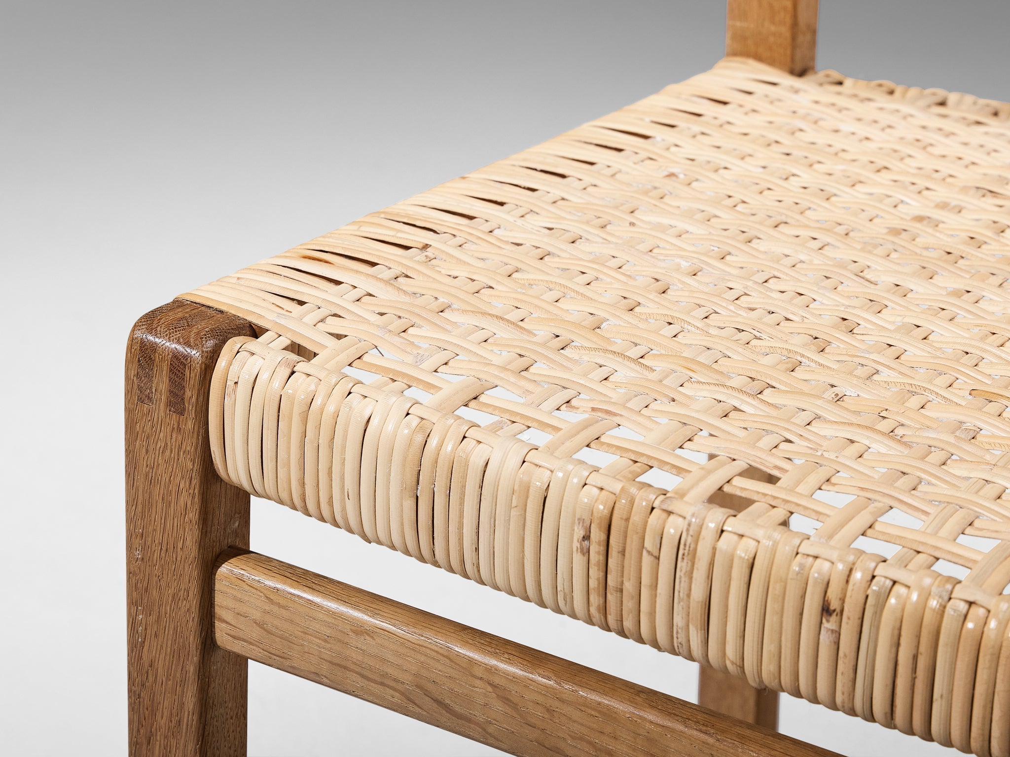 Børge Mogensen for Fredericia Dining Chair in Oak and Cane Wicker seating Morentz