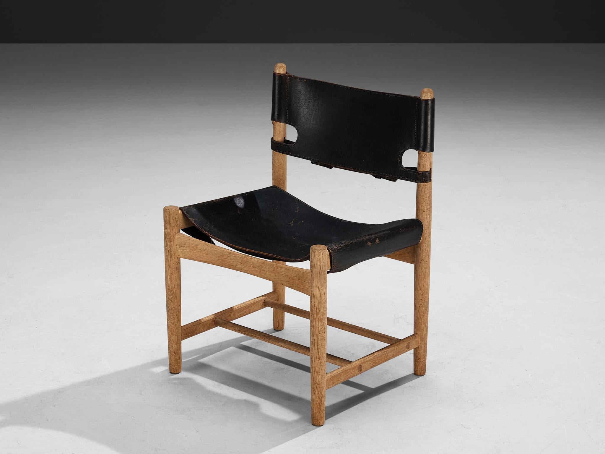 Børge Mogensen for Fredericia Armchair in Oak and Black Leather seating Morentz