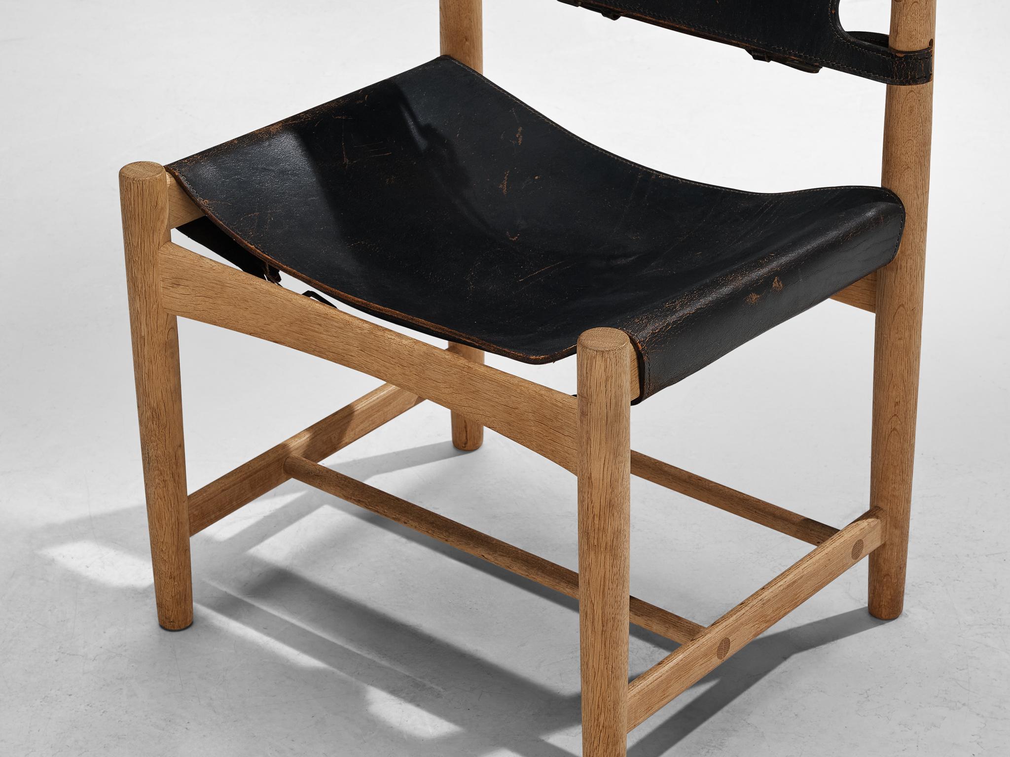 Børge Mogensen for Fredericia Armchair in Oak and Black Leather seating Morentz