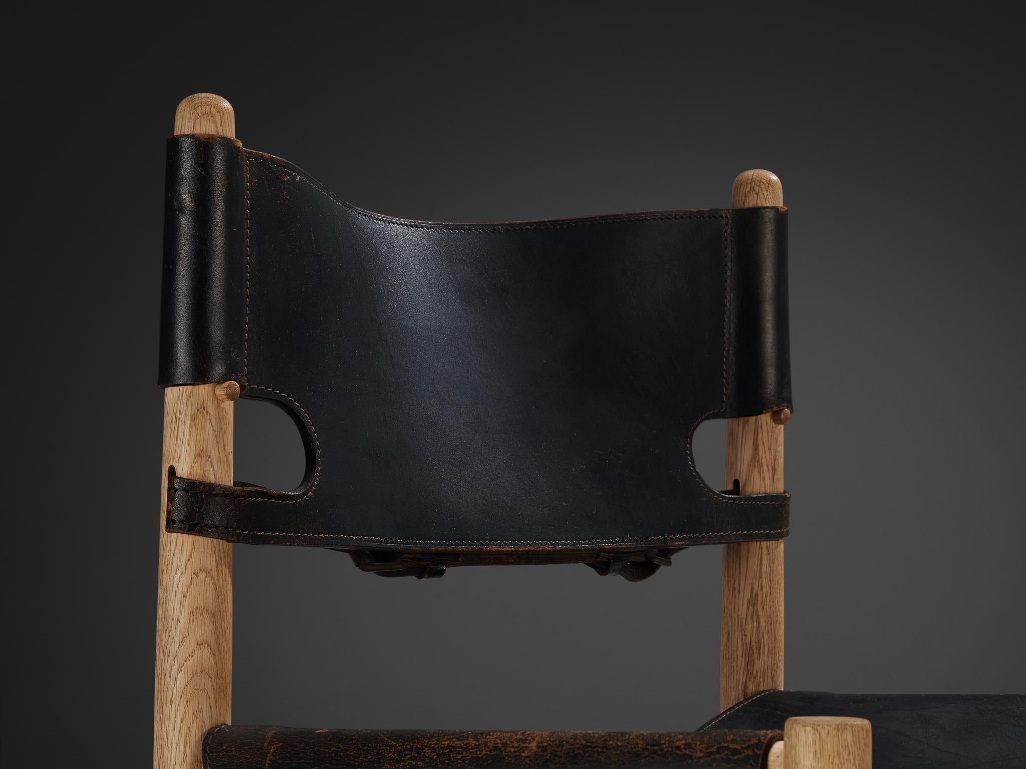 Børge Mogensen for Fredericia Armchair in Oak and Black Leather seating Morentz
