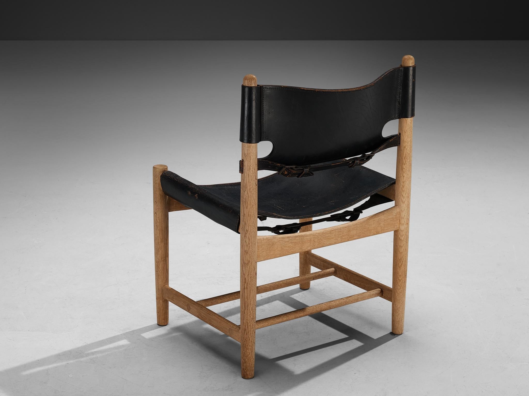 Børge Mogensen for Fredericia Armchair in Oak and Black Leather seating Morentz