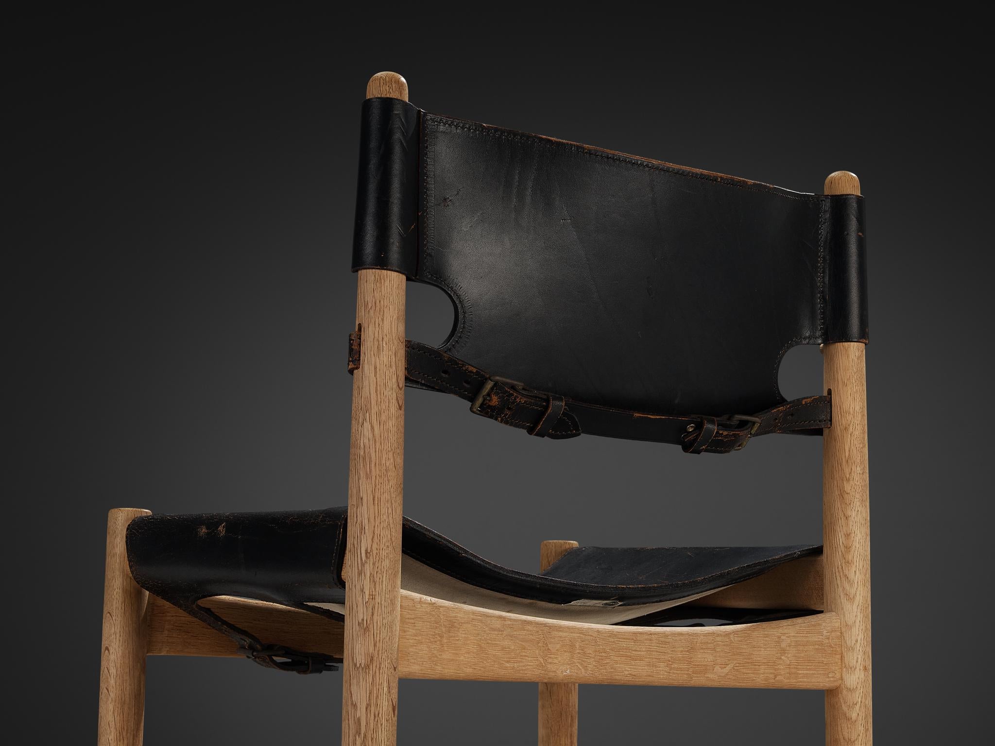 Børge Mogensen for Fredericia Armchair in Oak and Black Leather seating Morentz