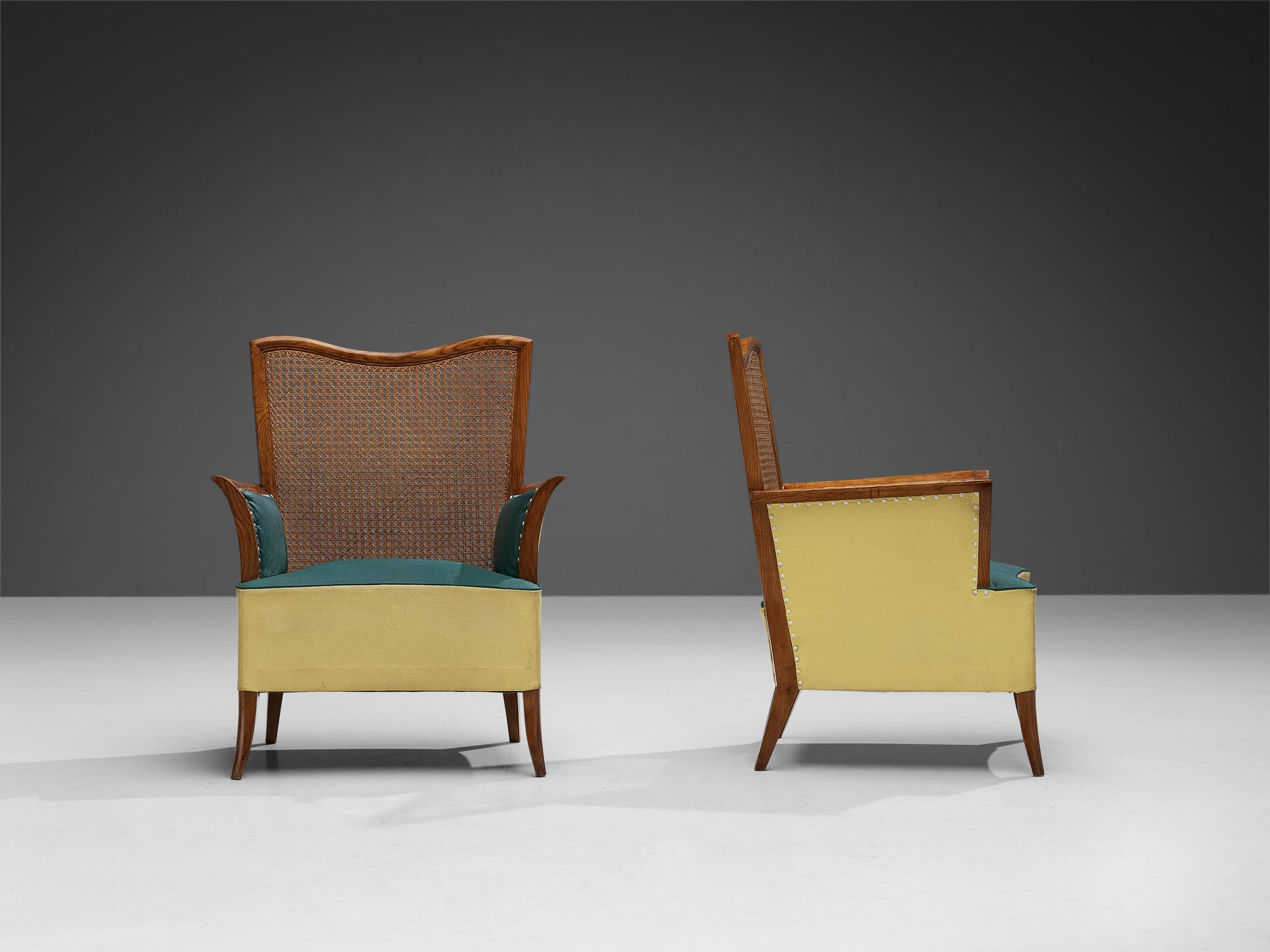 Spanish Pair of Lounge Chairs in Ash and Cane seating Morentz