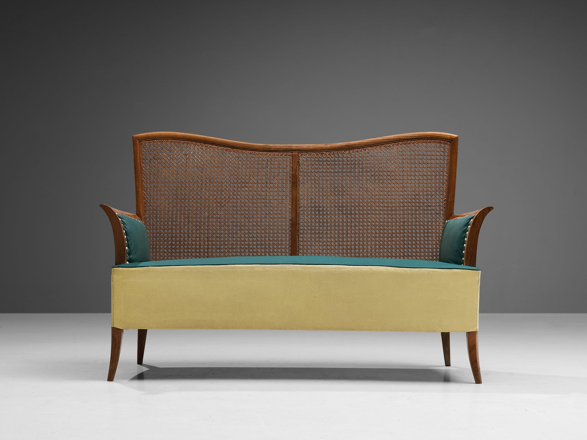 Spanish Sofa in Ash and Yellow and Green Leatherette seating Morentz