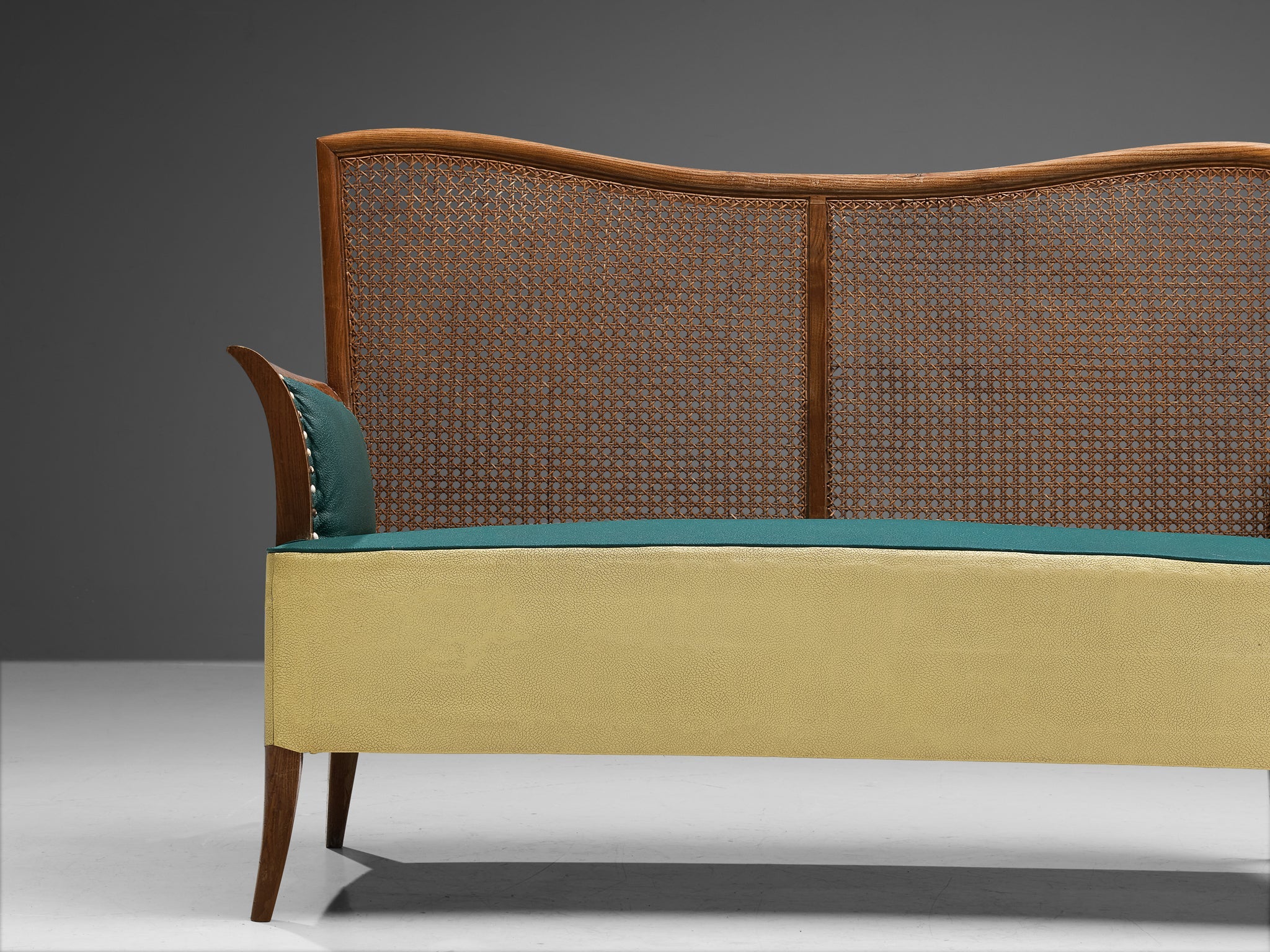 Spanish Sofa in Ash and Yellow and Green Leatherette seating Morentz