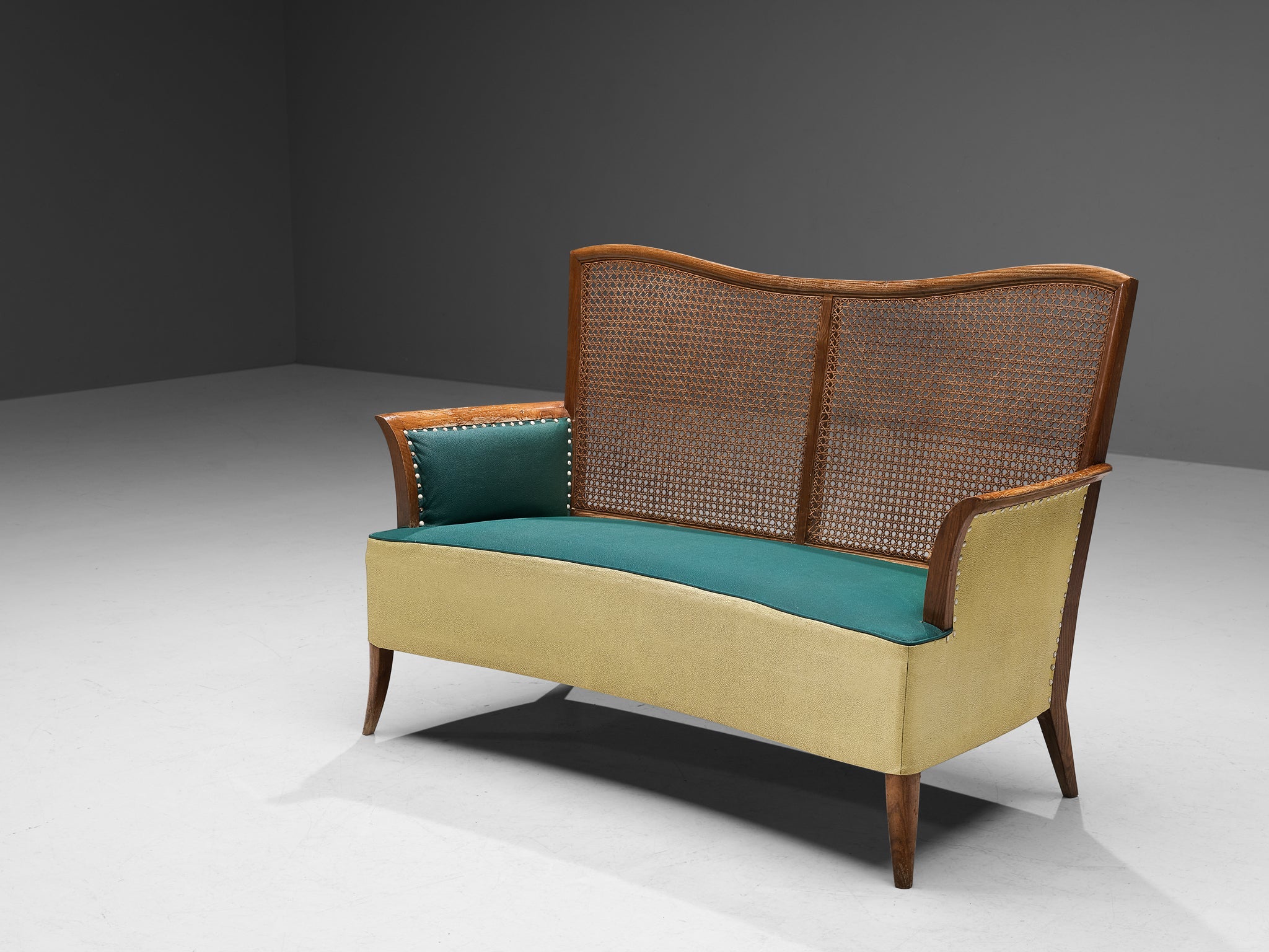 Spanish Sofa in Ash and Yellow and Green Leatherette seating Morentz