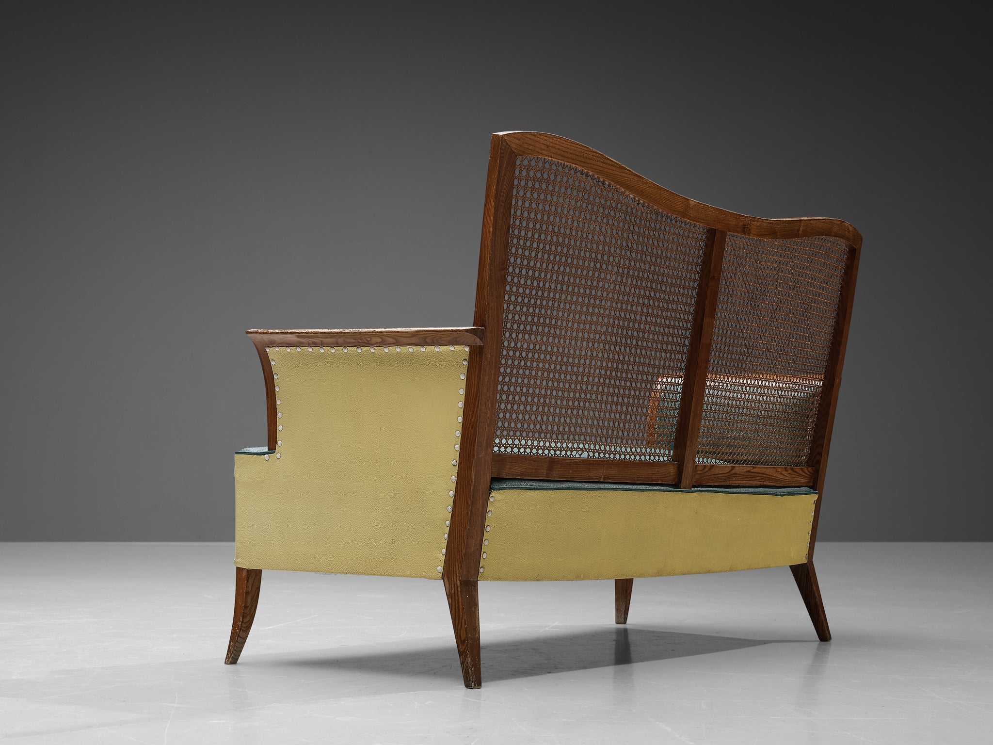 Spanish Sofa in Ash and Yellow and Green Leatherette seating Morentz