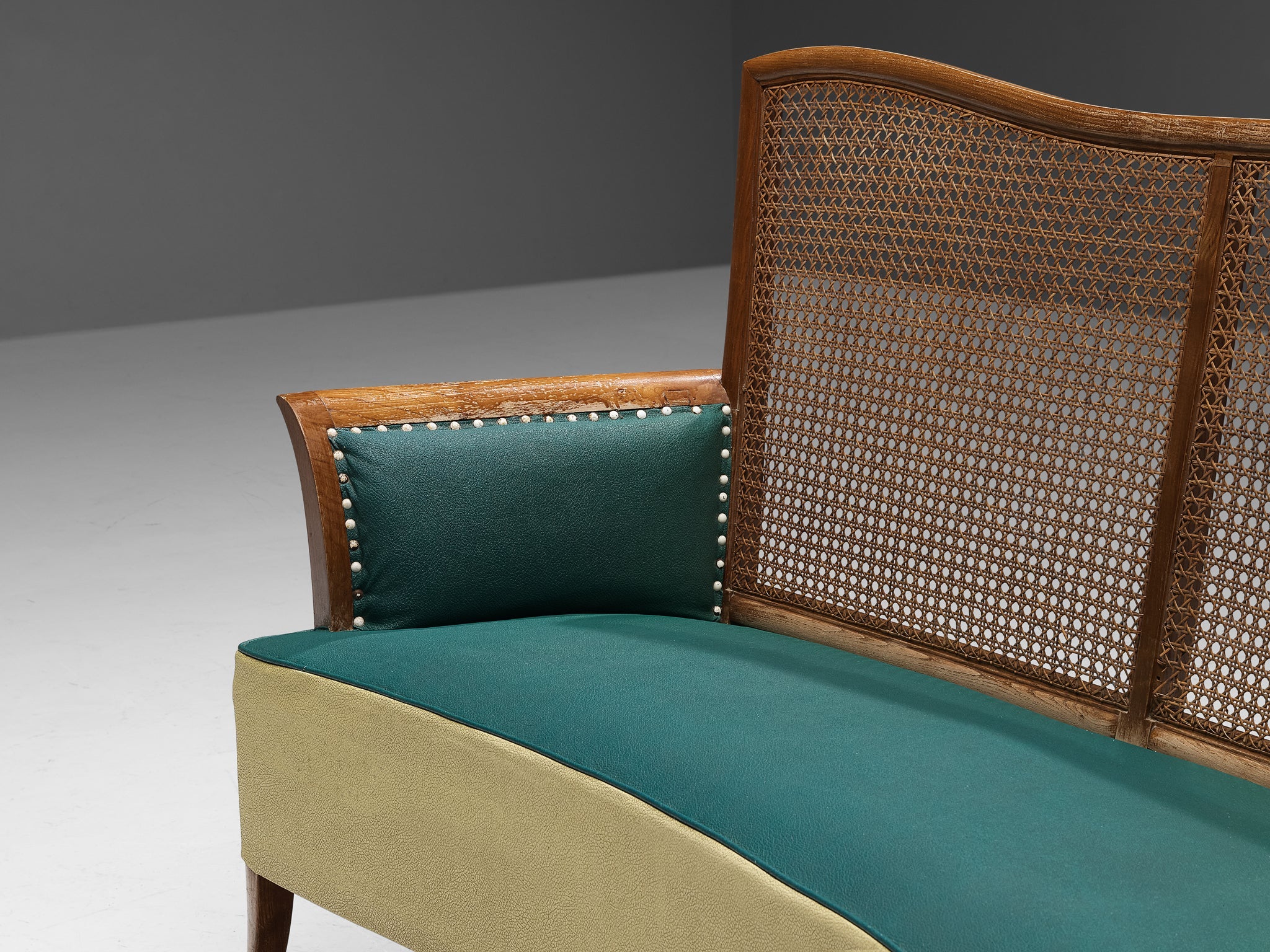 Spanish Sofa in Ash and Yellow and Green Leatherette seating Morentz