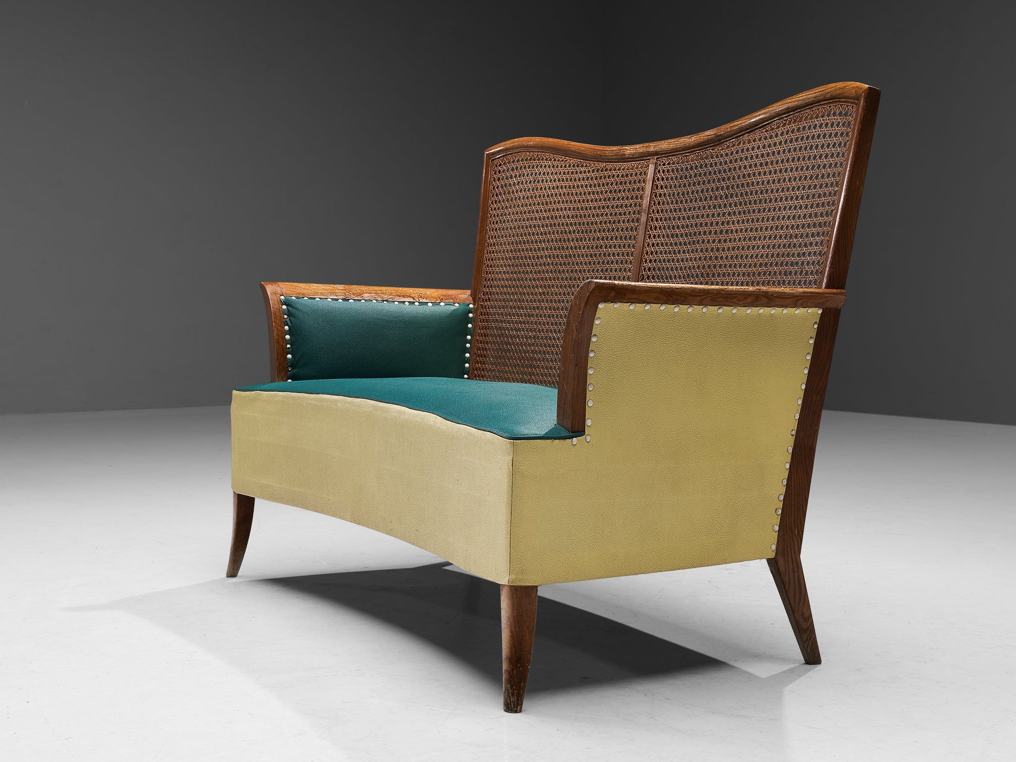 Spanish Sofa in Ash and Yellow and Green Leatherette seating Morentz