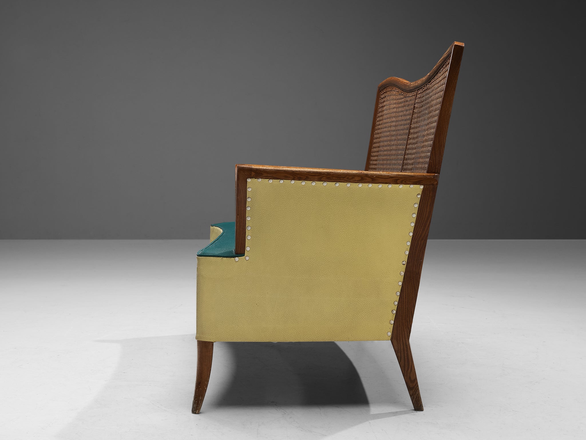 Spanish Sofa in Ash and Yellow and Green Leatherette seating Morentz