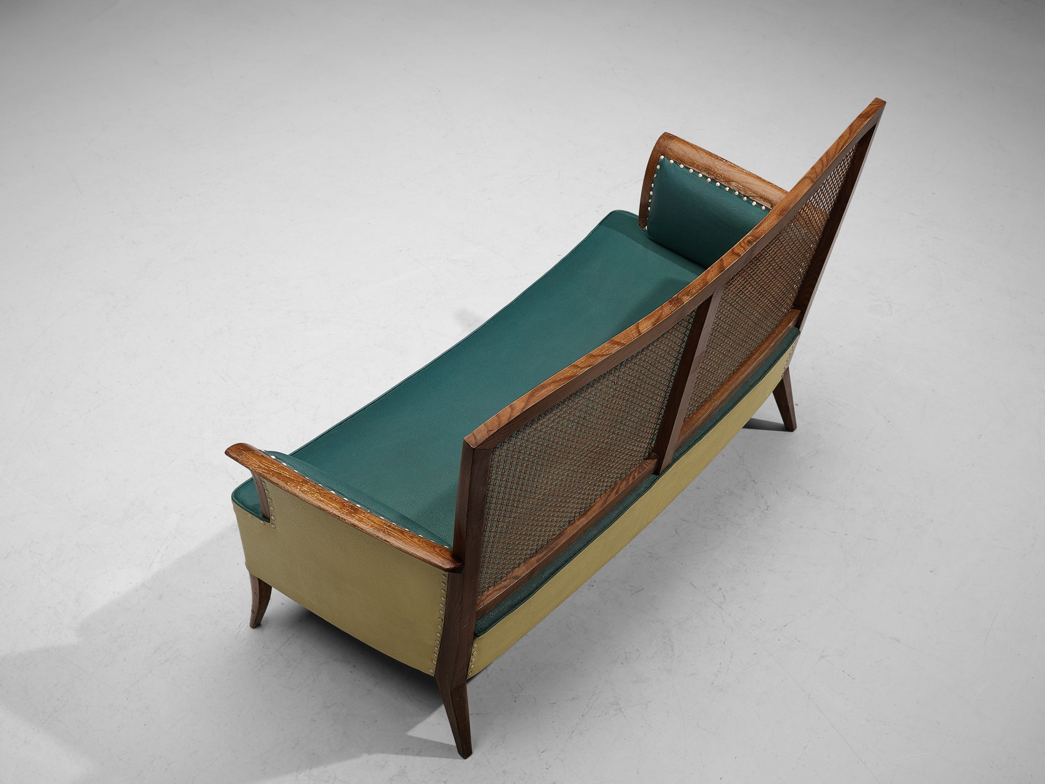 Spanish Sofa in Ash and Yellow and Green Leatherette seating Morentz