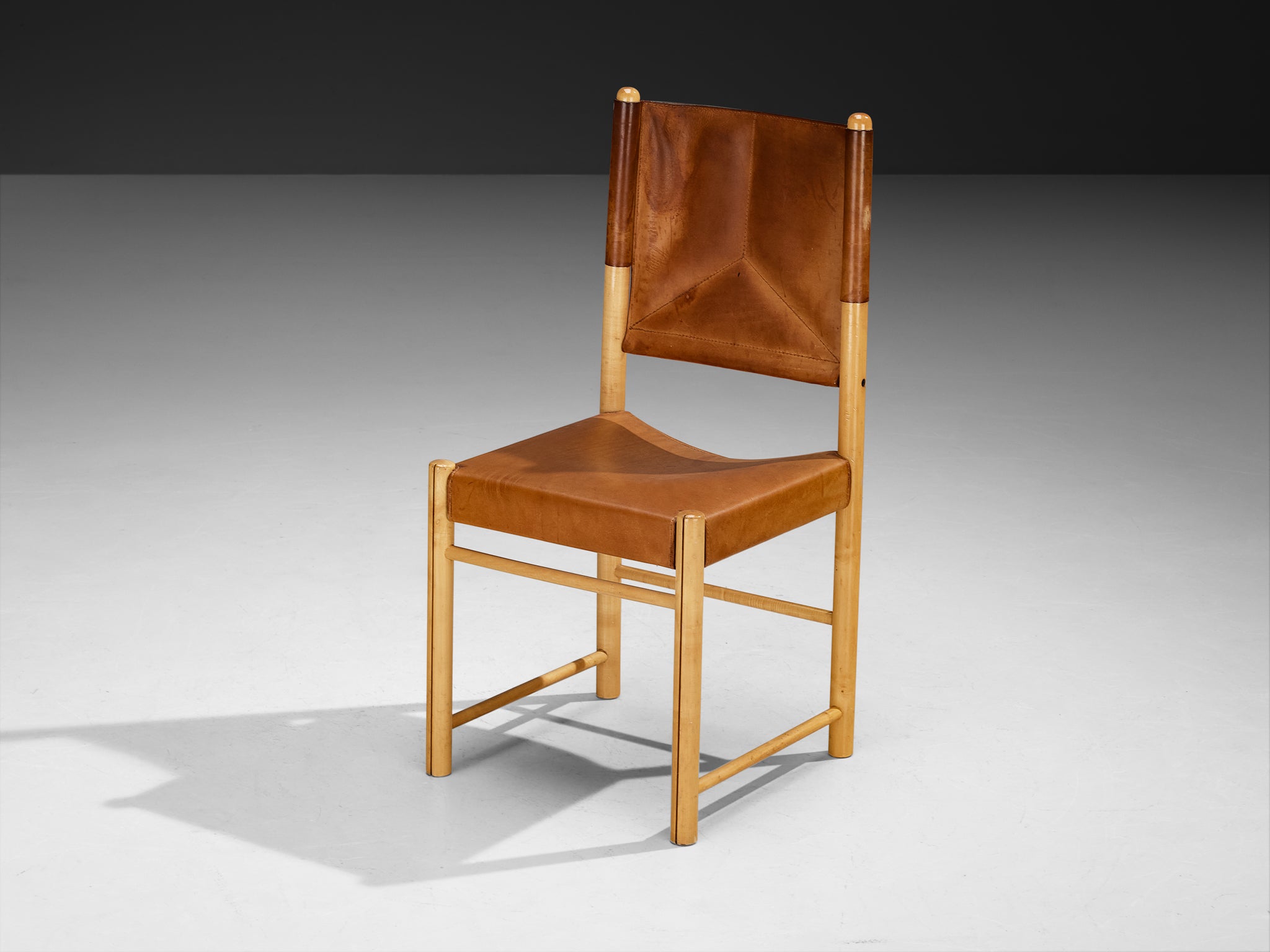 Italian Postmodern Dining Chair in Cognac Leather Seating Morentz