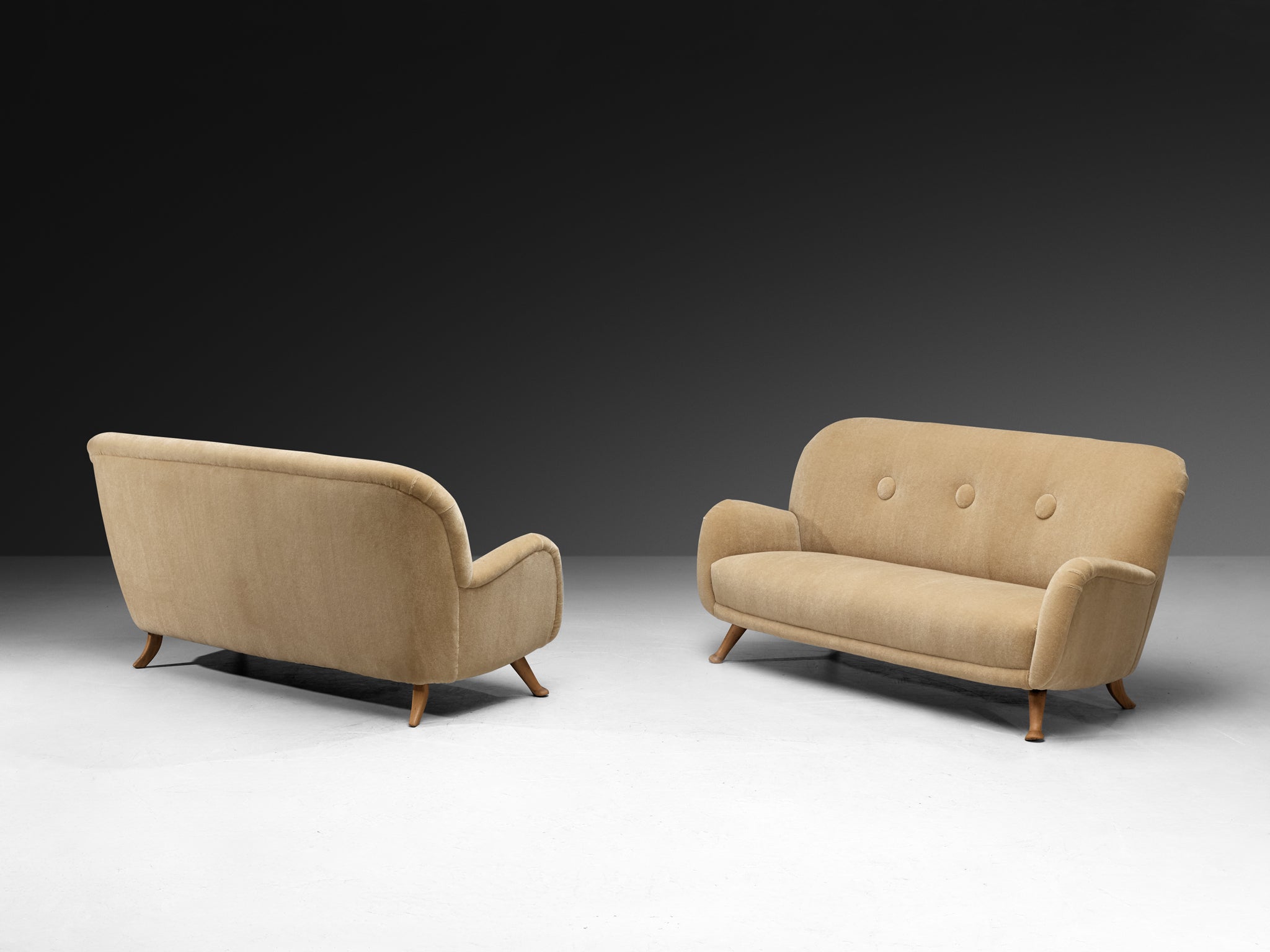 Berga Mobler Sofa in Beige Teddy Mohair by Pierre Frey Seating Morentz