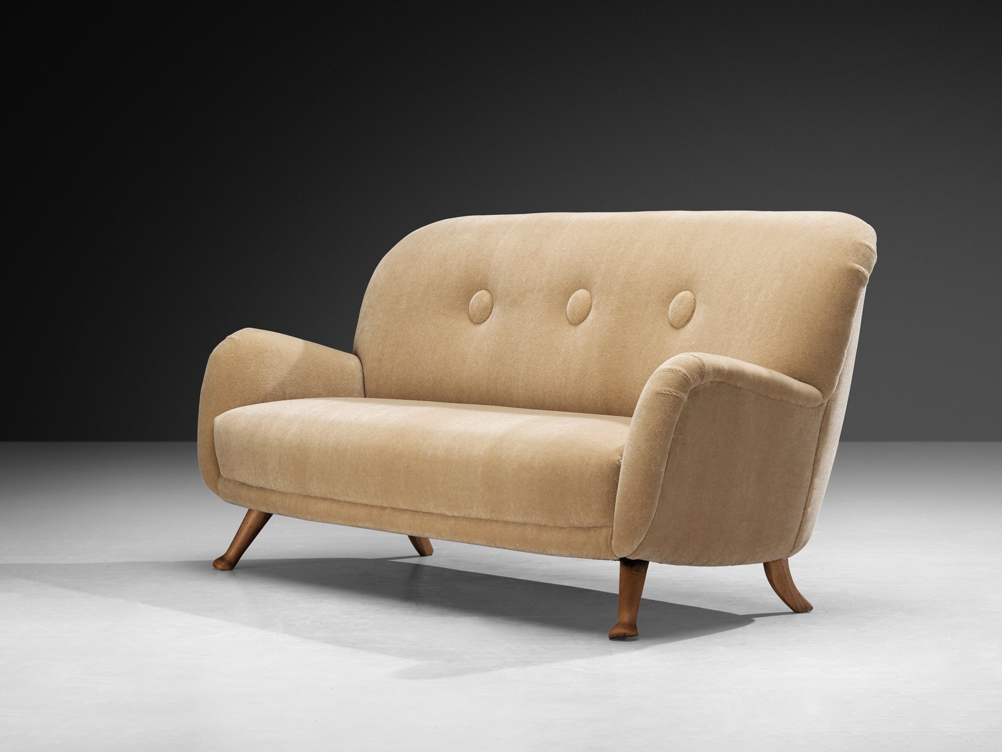 Berga Mobler Sofa in Beige Teddy Mohair by Pierre Frey Seating Morentz