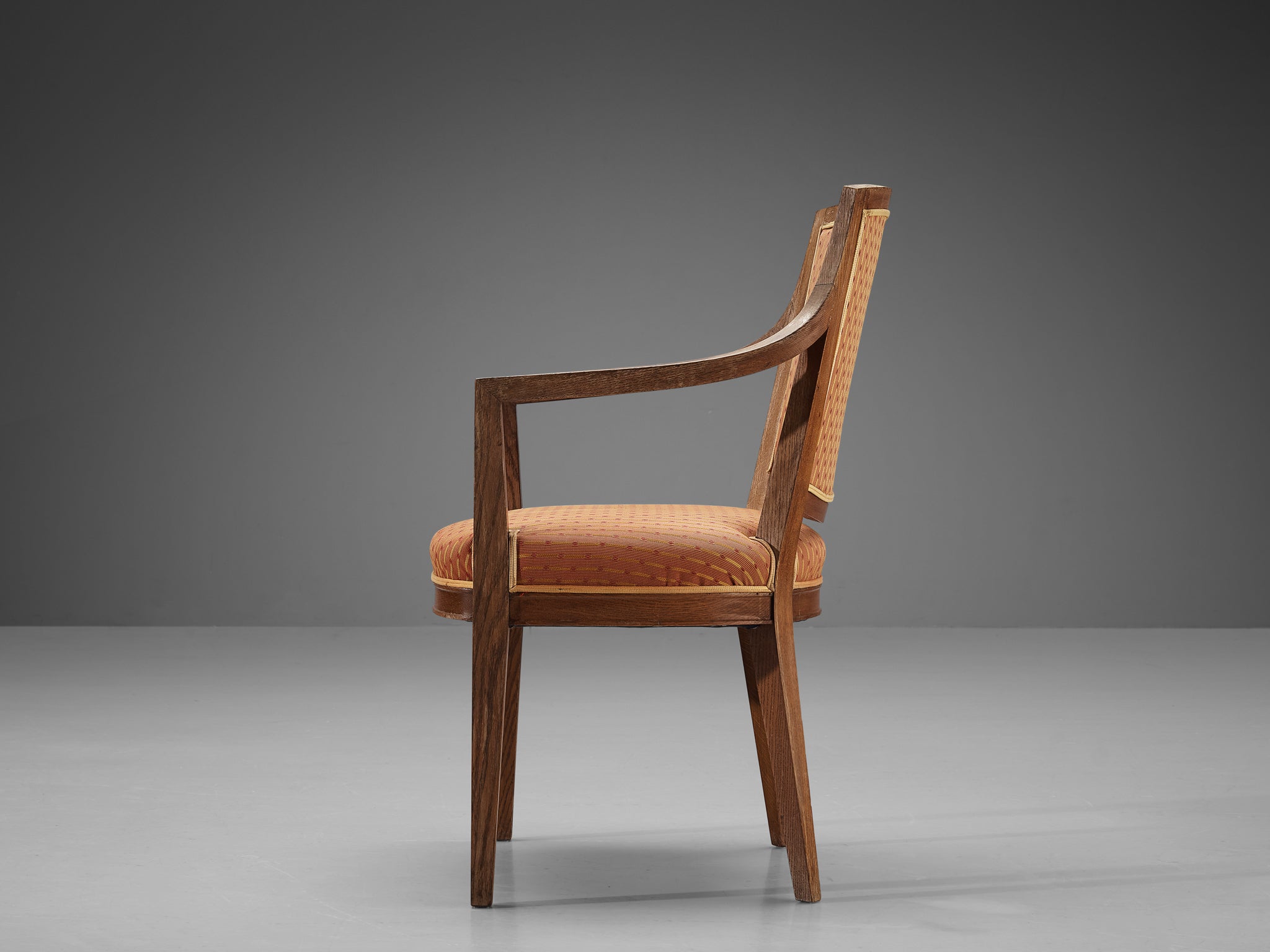 Art Deco Dining Chair in Oak and Fabric Upholstery Seating Morentz