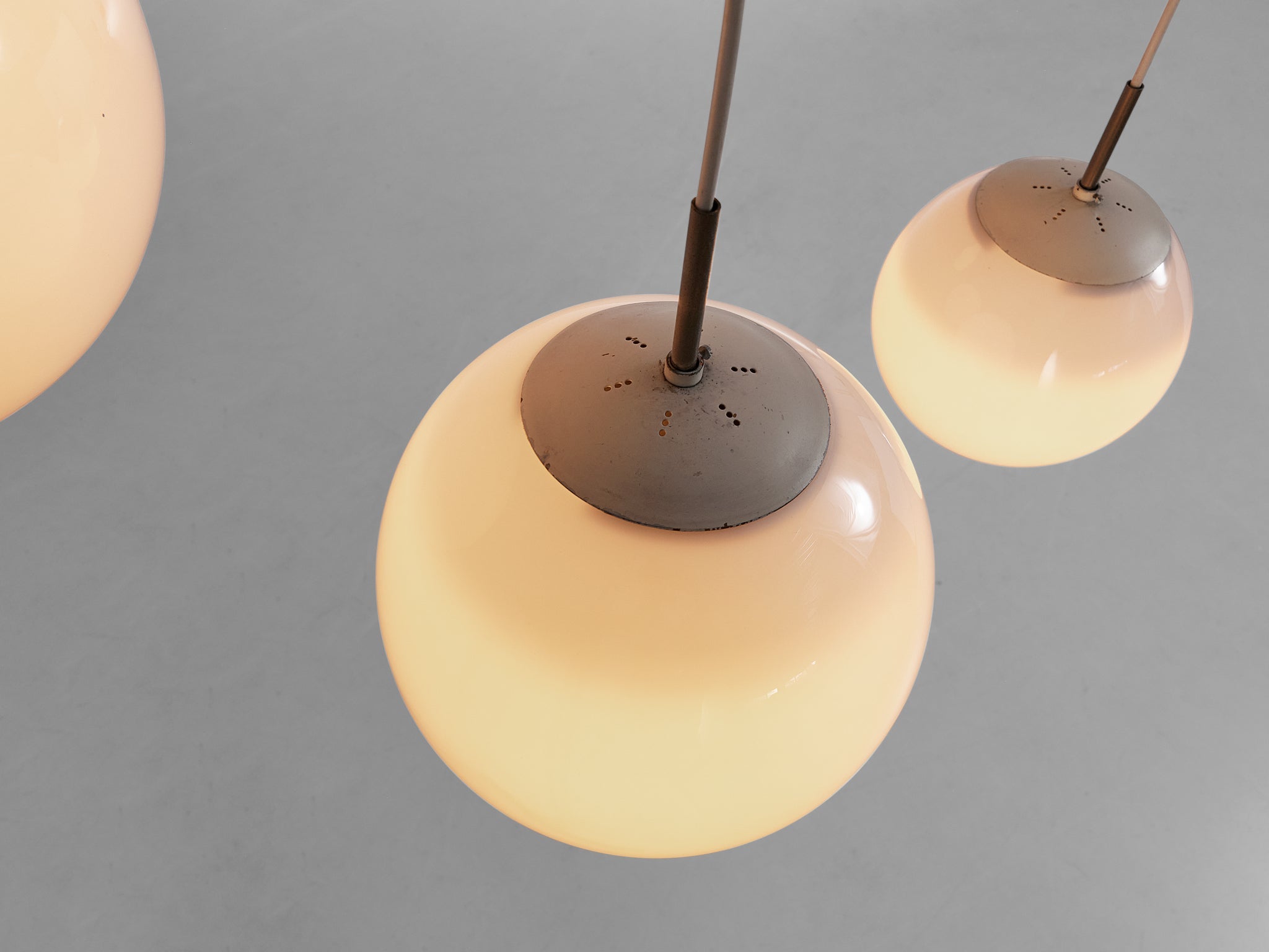 Playful Pendant with Six Spheres in Opaline Glass lighting Morentz