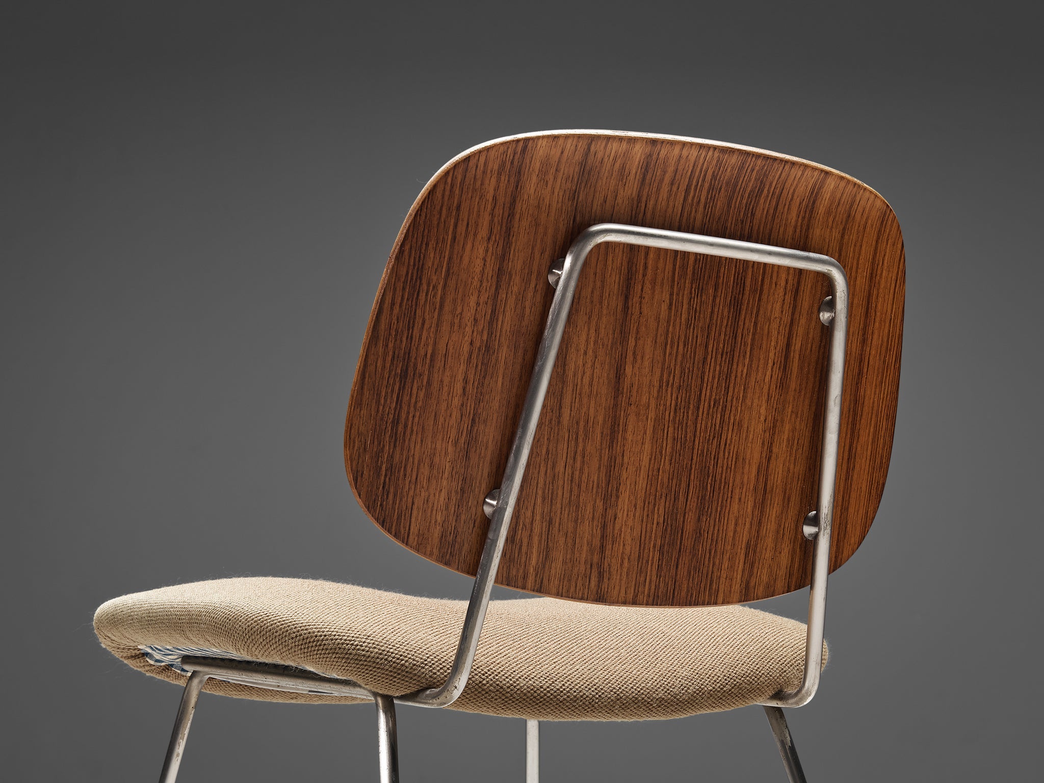 Set of Four Scandinavian Dining Chairs in Teak and Metal seating Morentz