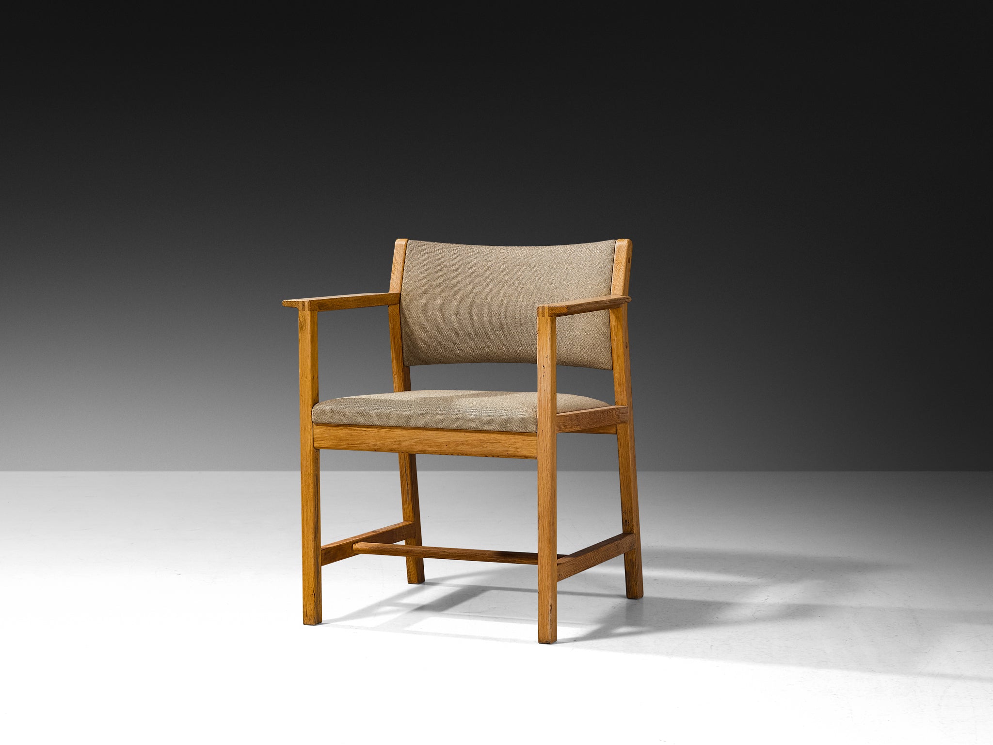 Danish Armchair in Oak and Beige Upholstery Seating Morentz