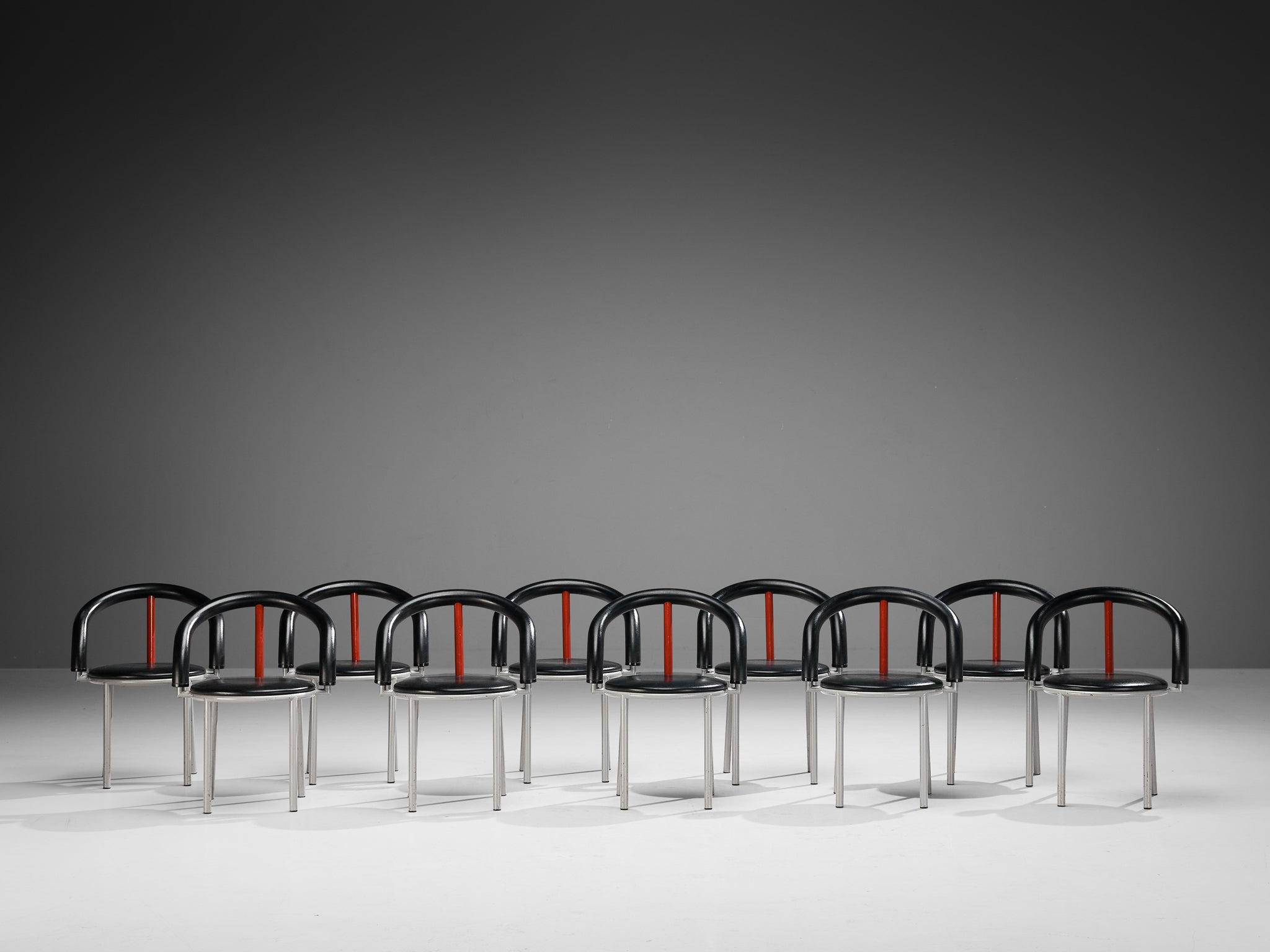 Anna Anselmi for Bieffeplast Set of Ten 'Alfa' Dining Chairs seating Morentz