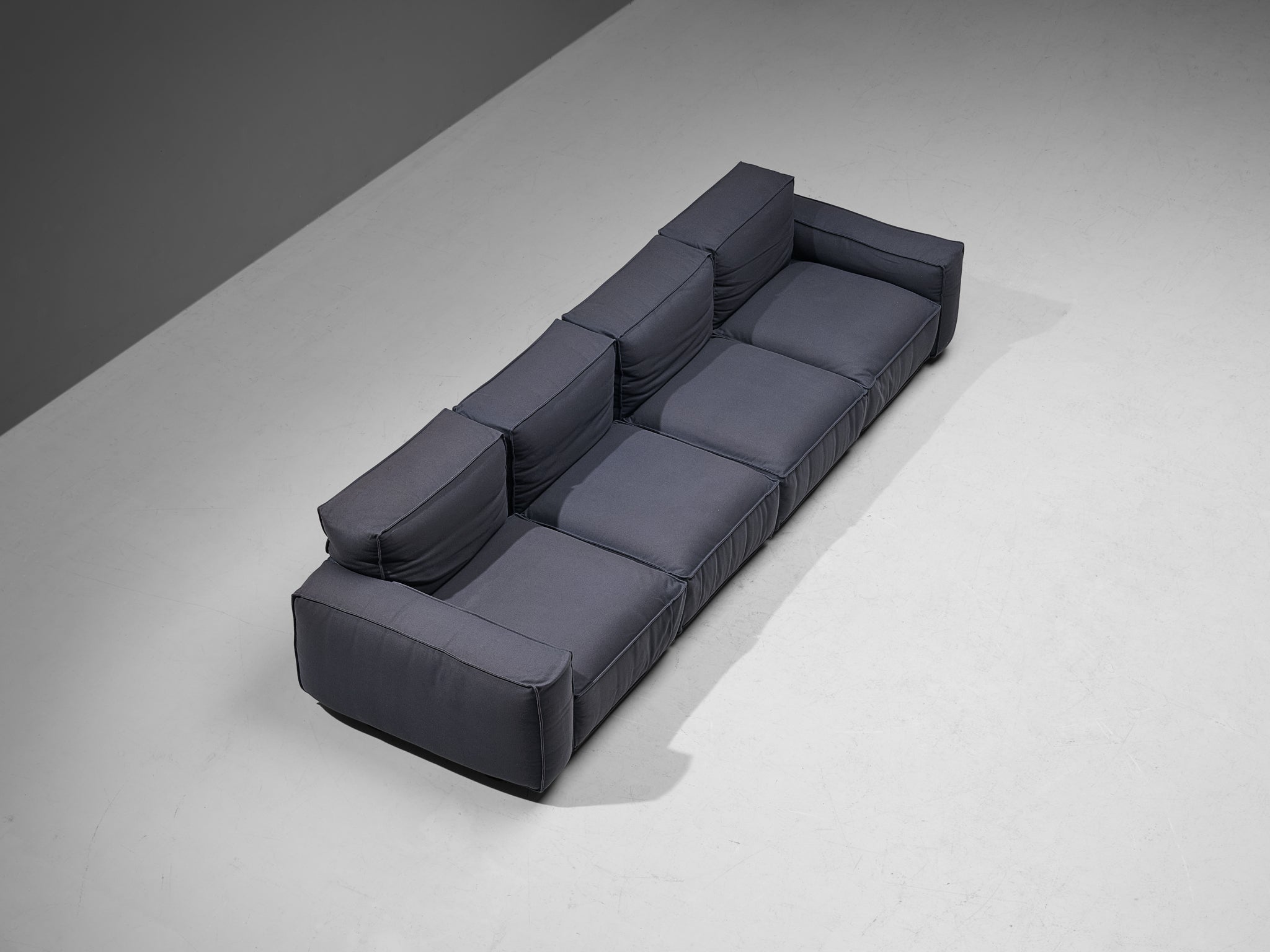 Mario Marenco for Arflex Four-Seater Sofa in Blue Woolen Upholstery seating Morentz