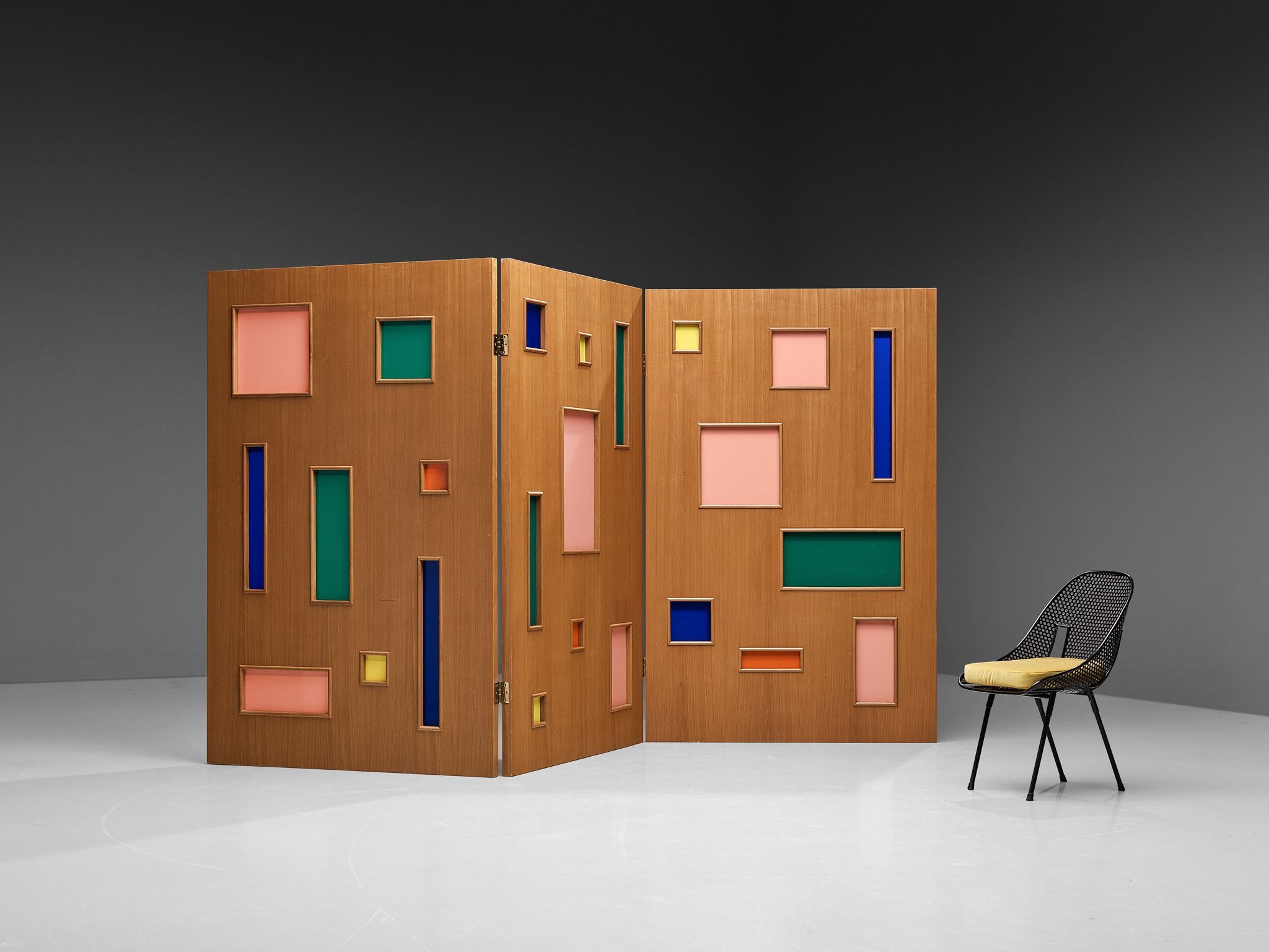 Colorful Italian Room Divider in Plexiglass and Beech More Furniture and Collectibles Morentz