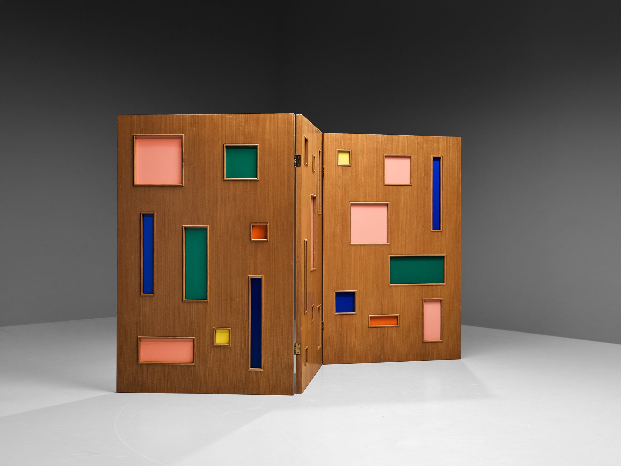 Colorful Italian Room Divider in Plexiglass and Beech More Furniture and Collectibles Morentz