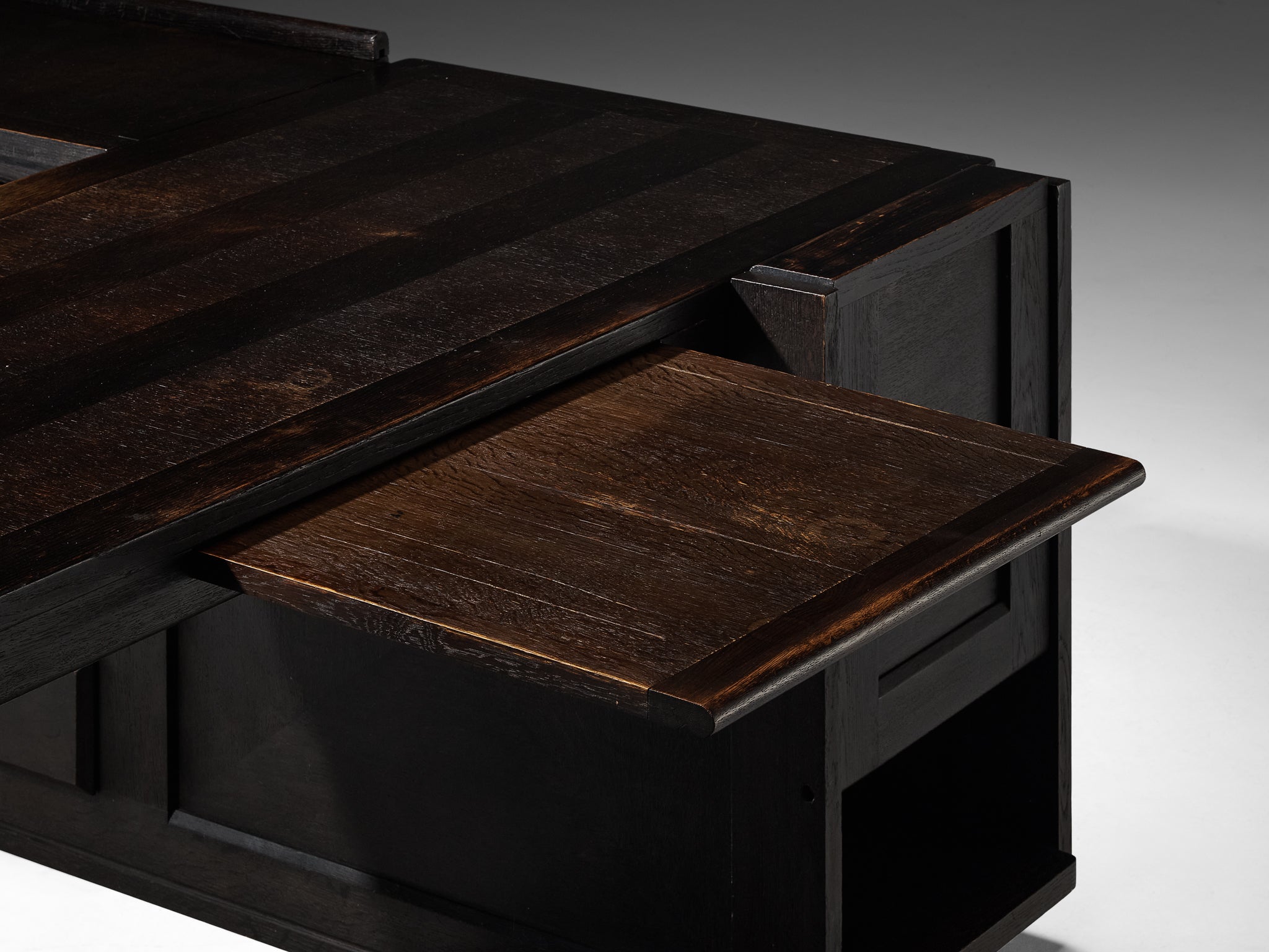 Guillerme & Chambron Free-Standing Corner Desk in Dark Oak Tables Morentz