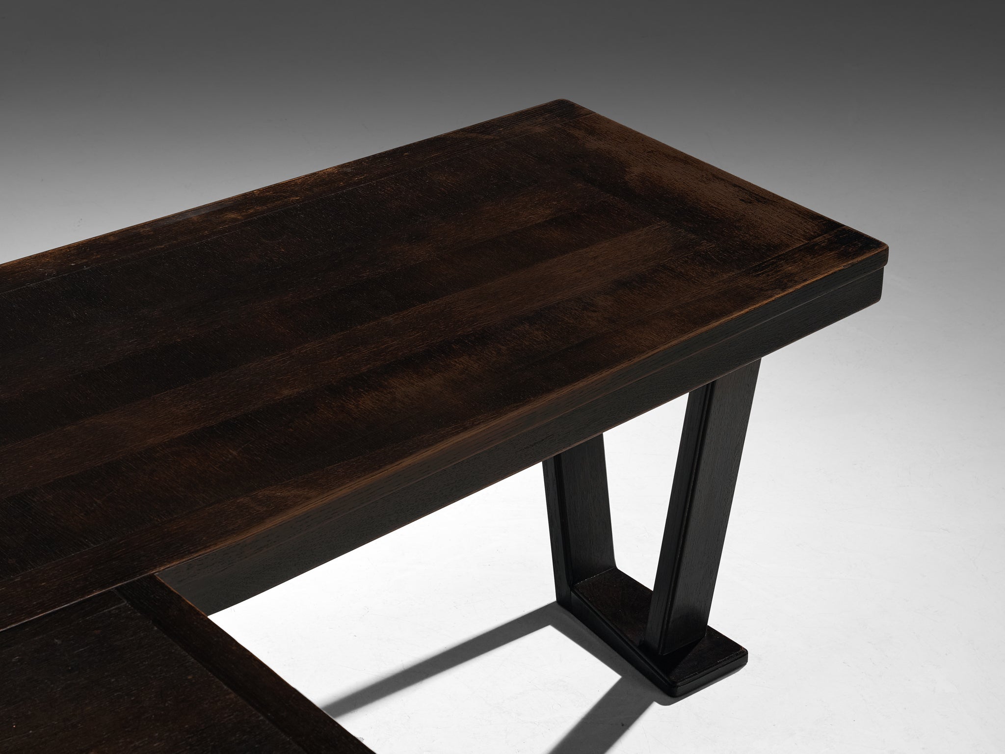 Guillerme & Chambron Free-Standing Corner Desk in Dark Oak Tables Morentz