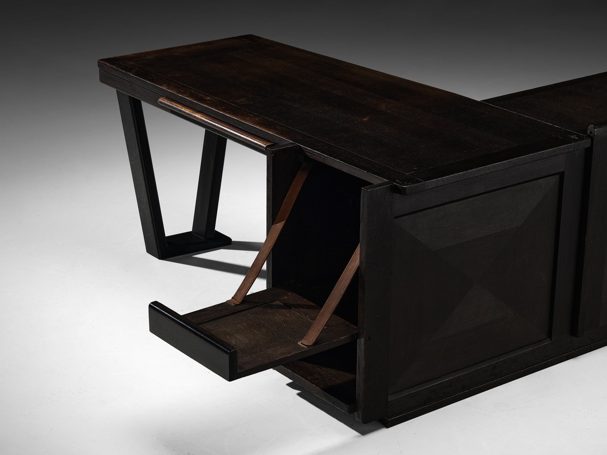 Guillerme & Chambron Free-Standing Corner Desk in Dark Oak Tables Morentz