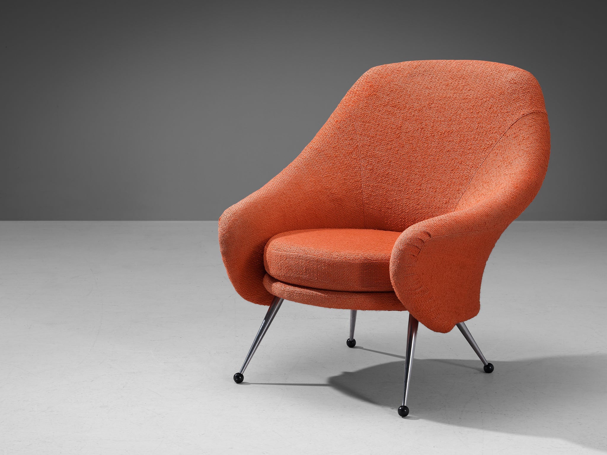 Marco Zanuso for Arflex 'Martingala' Easy Chair in Coral Red Upholstery seating Morentz