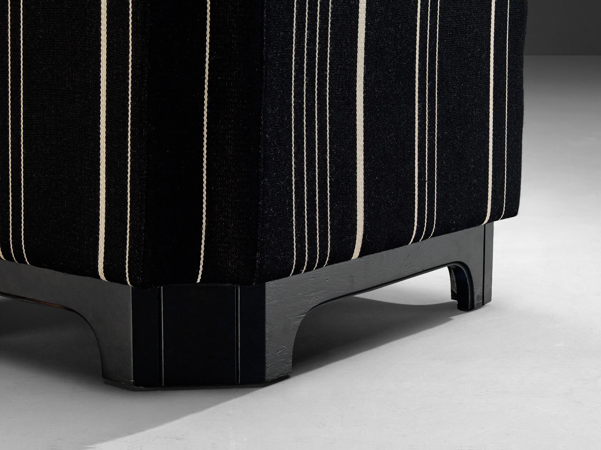 1950s Mid-Century Modern Italian Club Chair in Black White Fabric seating Morentz