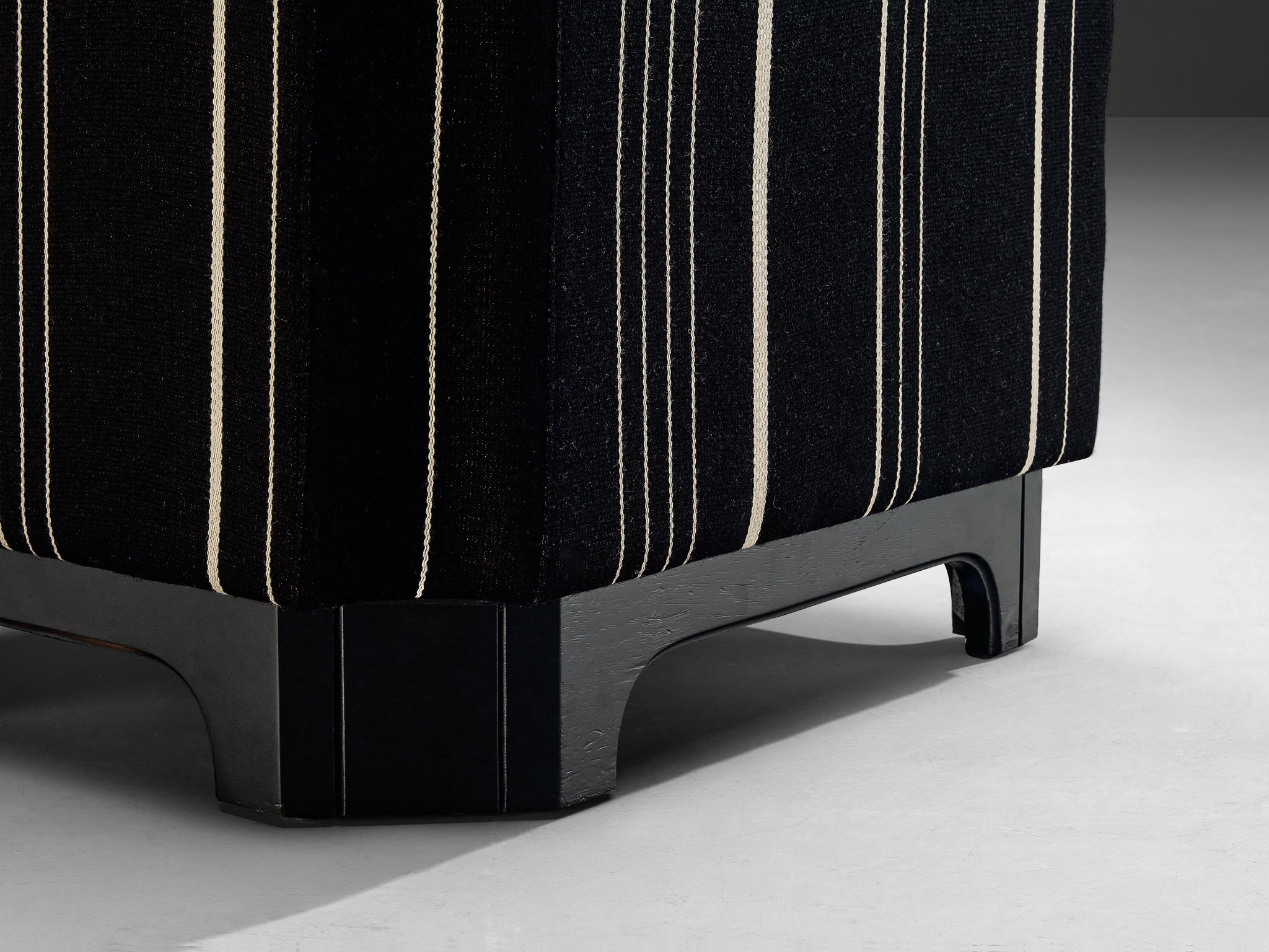 1950s Mid-Century Modern Pair of Italian Club Chairs in Black White Fabric Seating Morentz